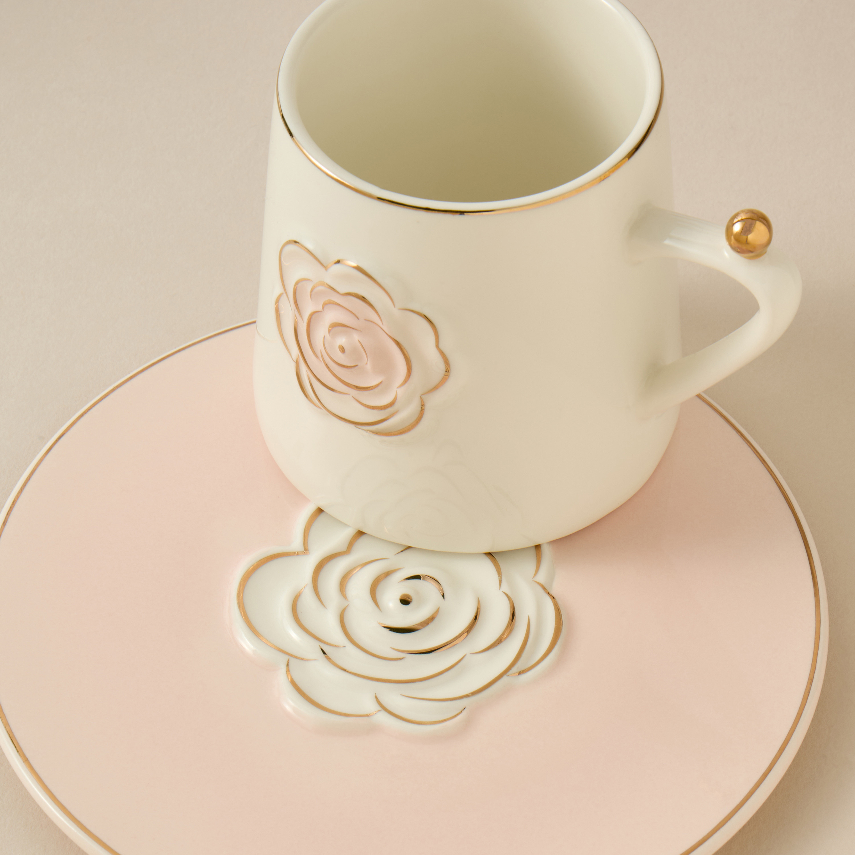 Rose Accent Porcelain Cup and Saucer Set - 220 ml-household-dining-teaandcoffee-teaandcoffeesets-image-4