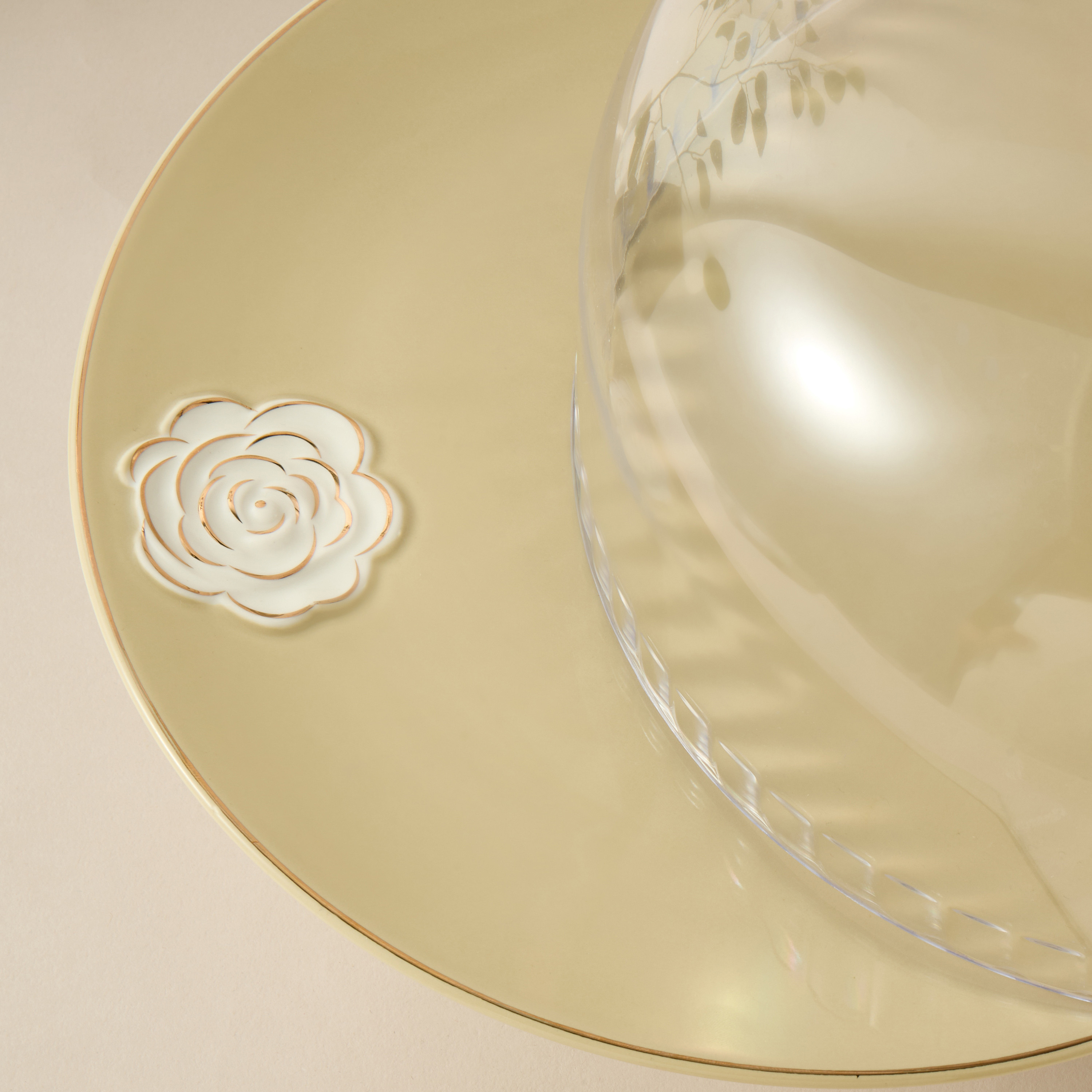 Rose Accent Porcelain Cake Stand with Dome Lid - 28 cms-household-dining-serveware-cakestands-image-4