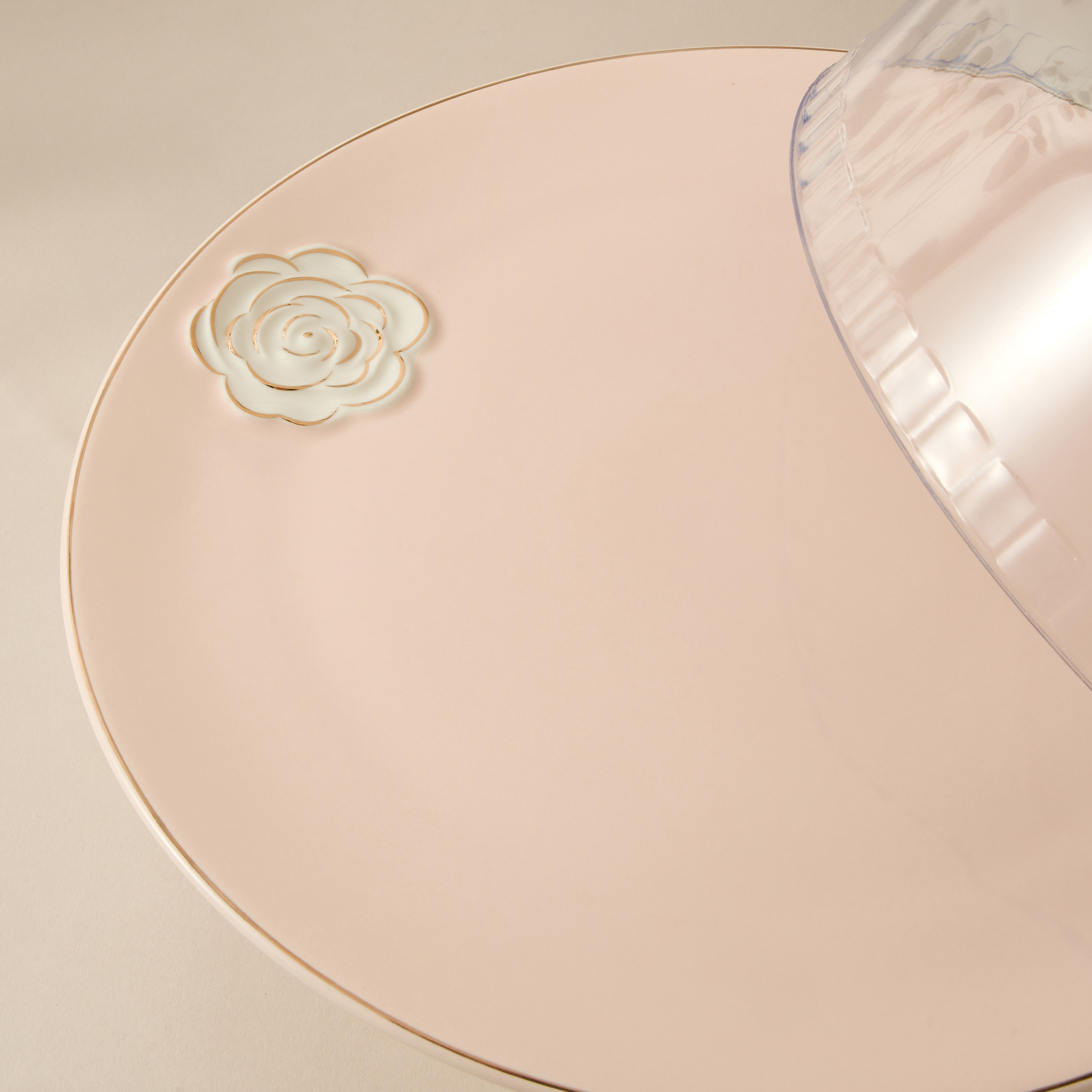 Rose Accent Porcelain Cake Stand with Dome Lid - 28 cms-household-dining-serveware-cakestands-image-4