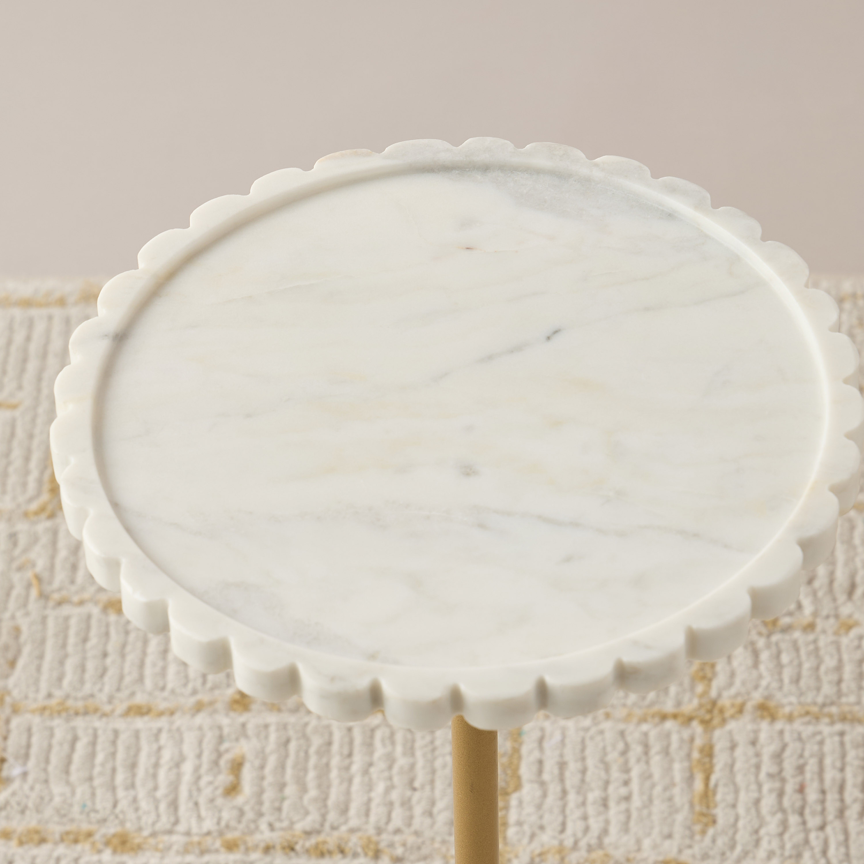 Scalloped Marble Top Side Table - 26x56 cms-furniture-livingroom-sideandendtables-image-3