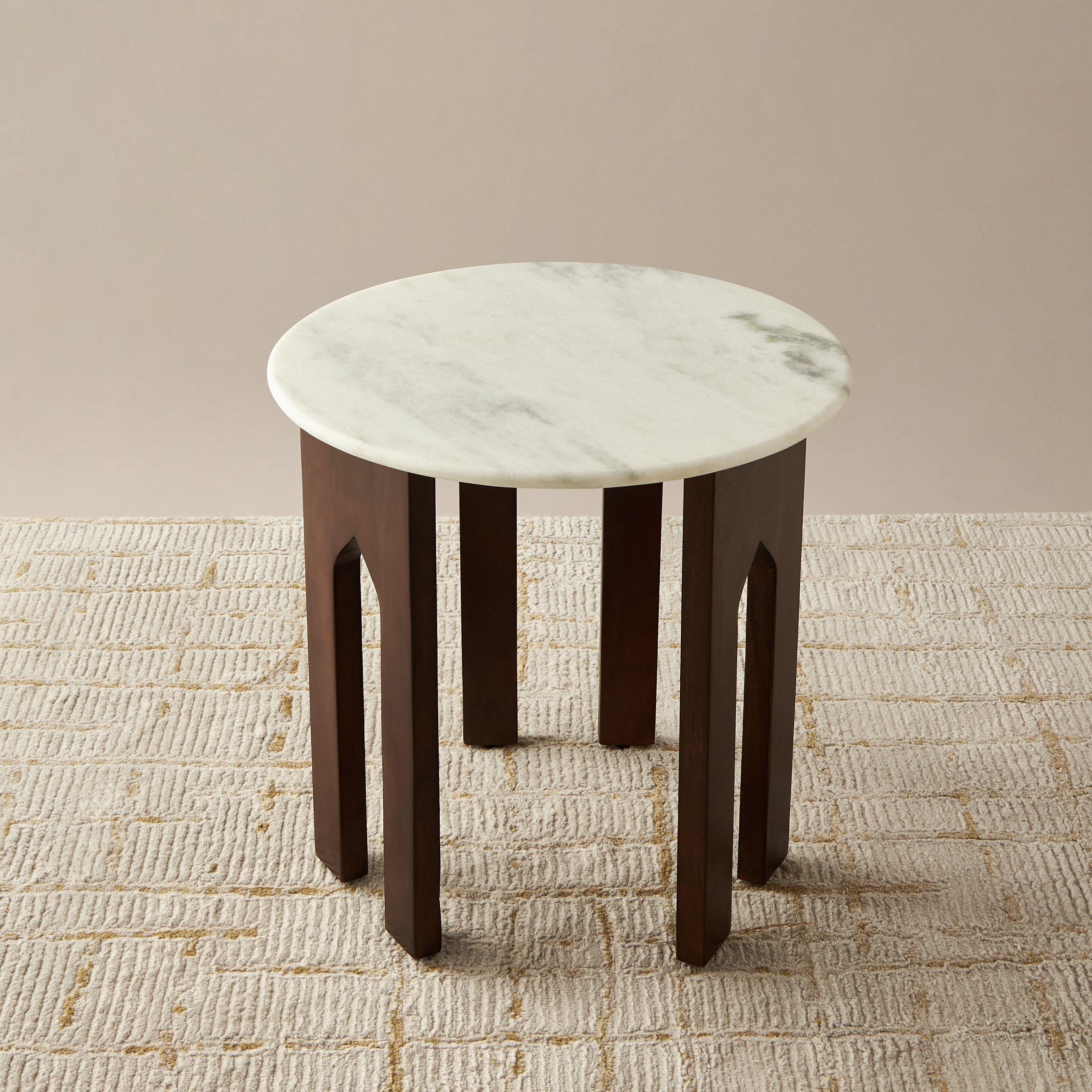 Round Marble Top Side Table - 46x46 cms-furniture-livingroom-sideandendtables-image-1
