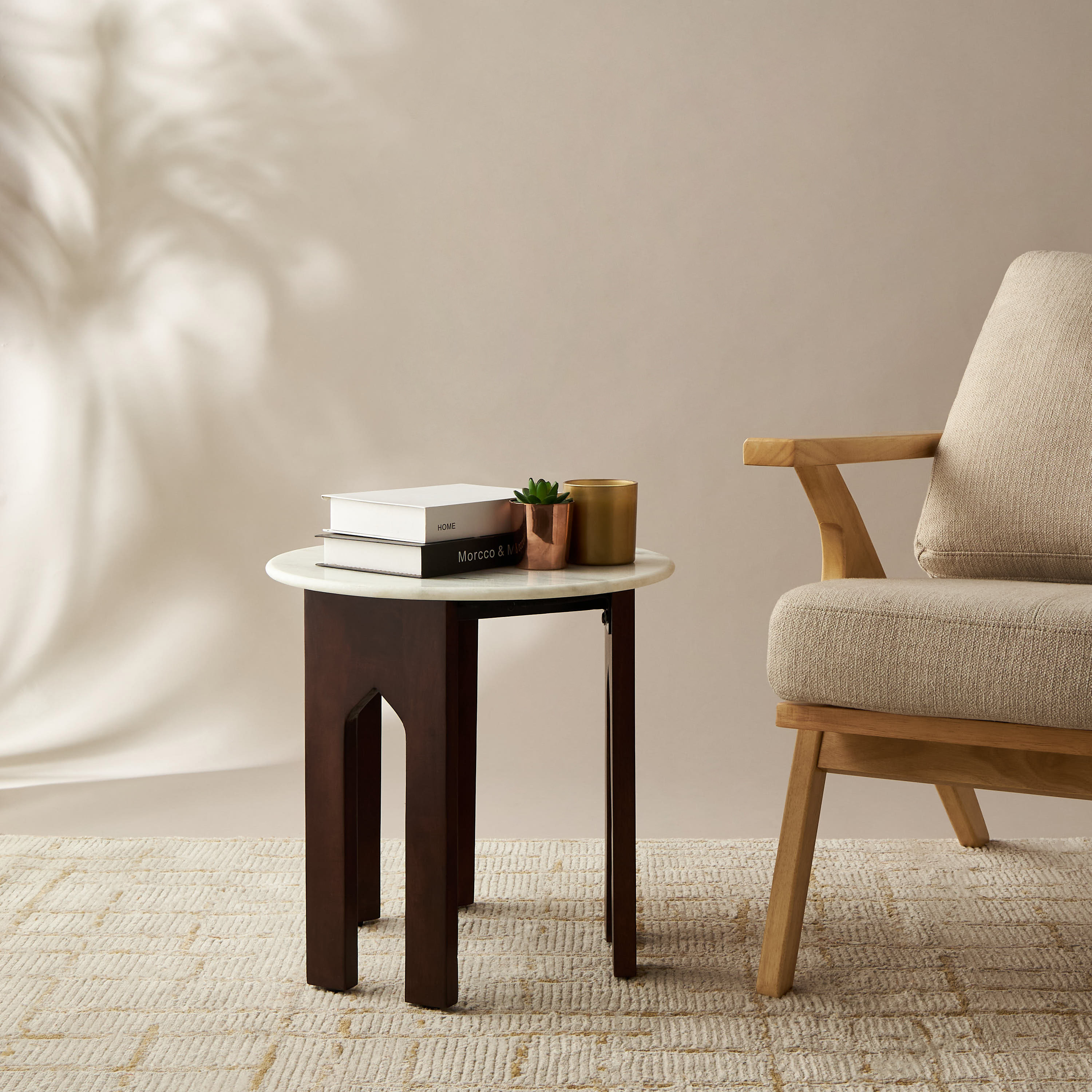 Round Marble Top Side Table - 46x46 cms-furniture-livingroom-sideandendtables-image-2