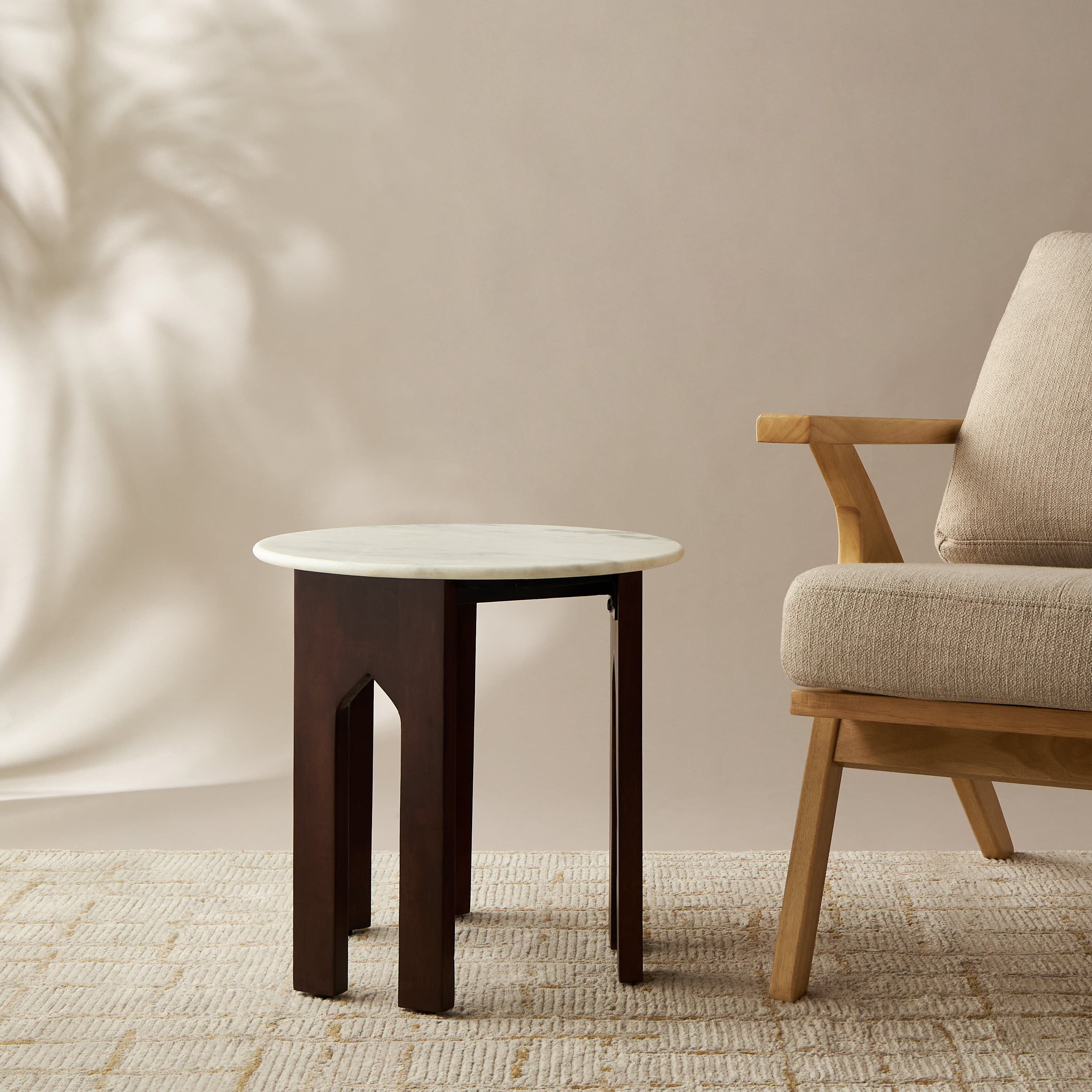 Round Marble Top Side Table - 46x46 cms-furniture-livingroom-sideandendtables-image-3