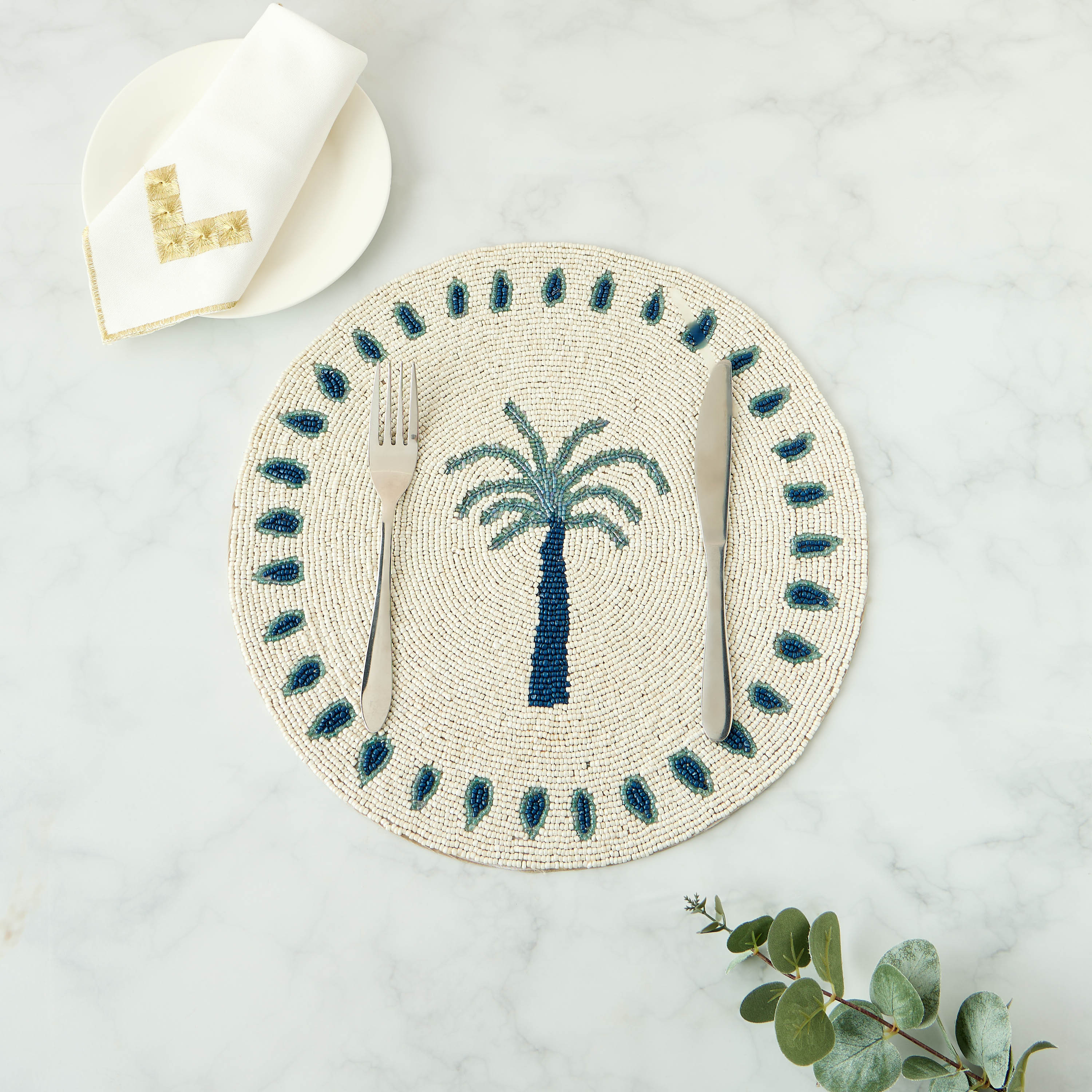 Palm Tree Beaded Placemat-household-dining-tablelinen-placemats-image-1