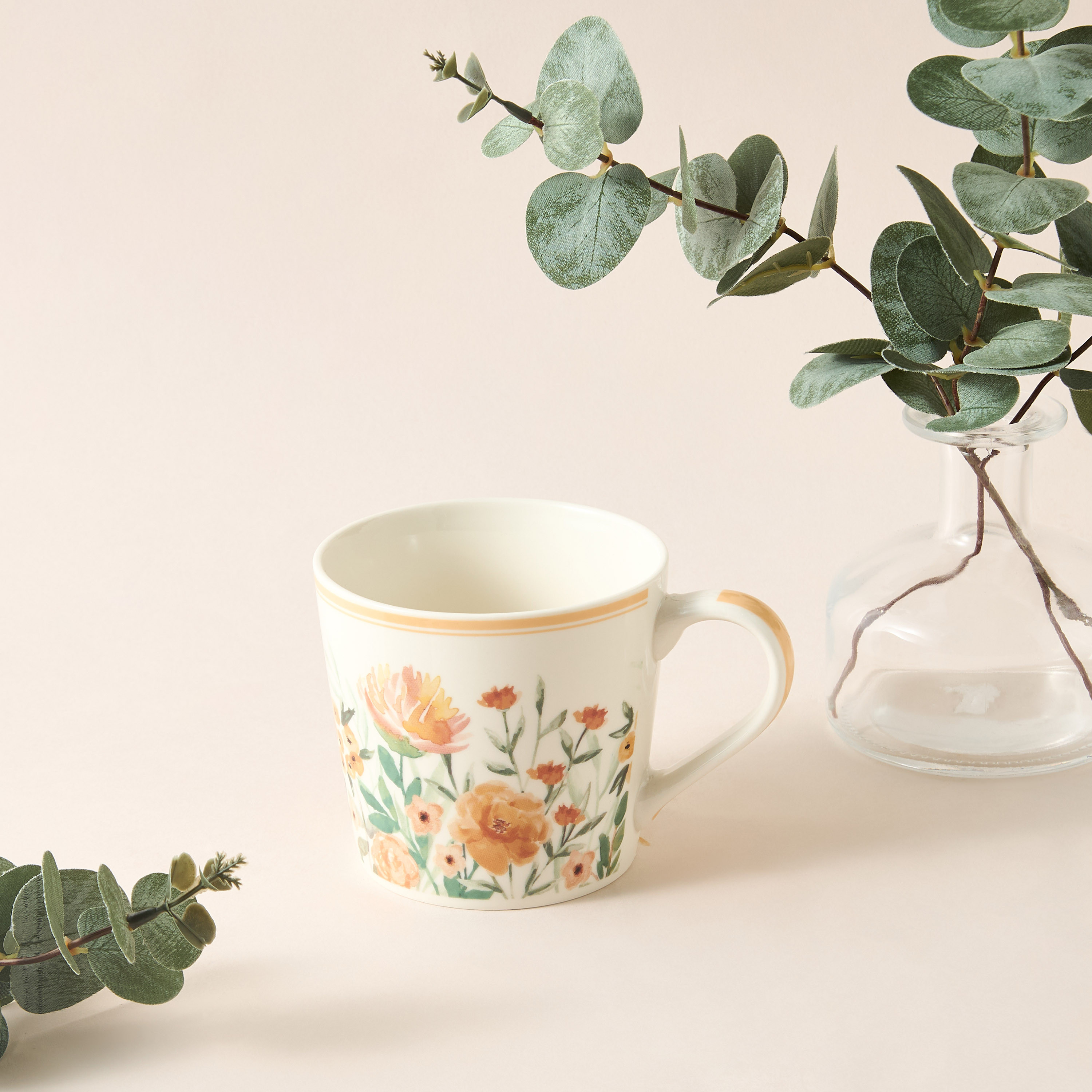 Florisse Floral Print Bone China Mug - 400 ml-household-dining-teaandcoffee-mugsandcups-image-1