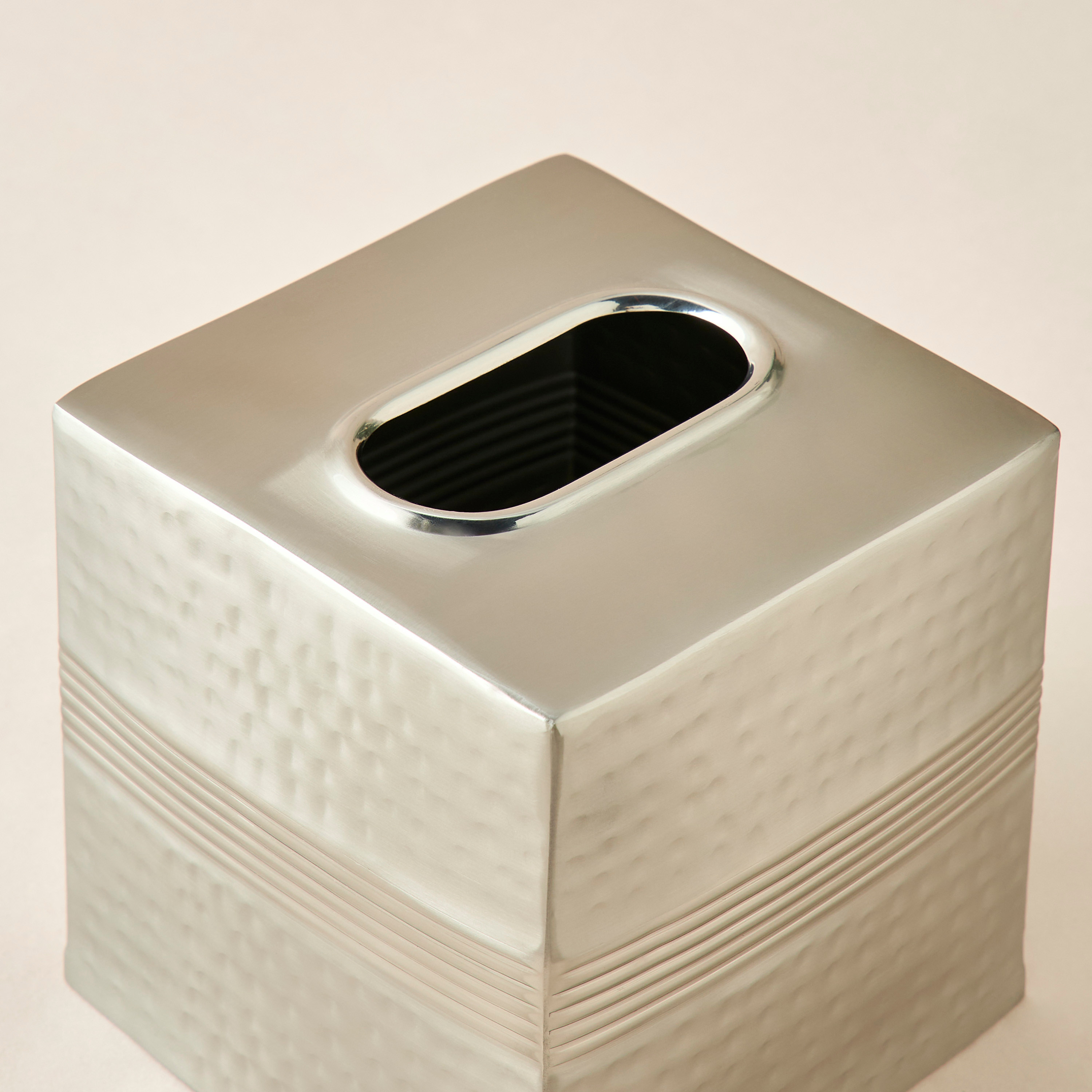 Metallic Hammered Tissue Box-household-bathandlaundry-bathaccessories-tissueboxesandcottonjars-image-4