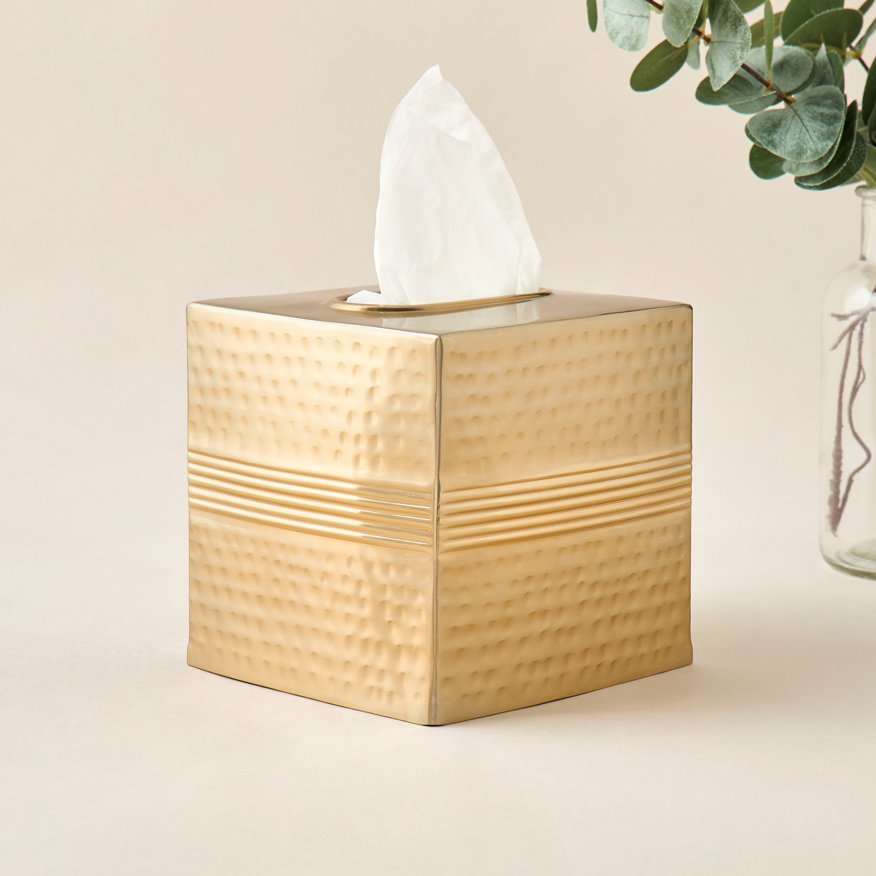 Metallic Hammered Tissue Box-household-bathandlaundry-bathaccessories-tissueboxesandcottonjars-image-1