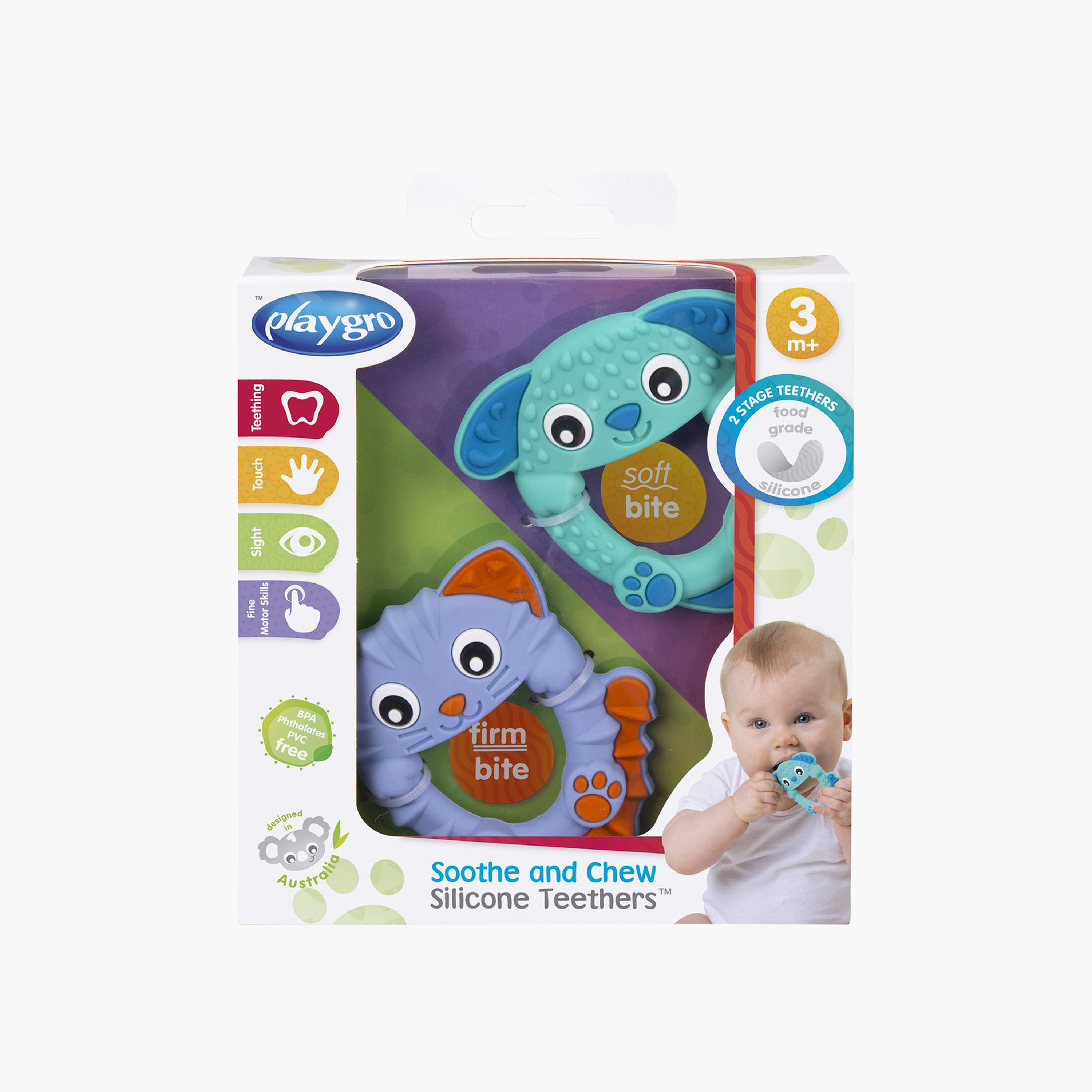 Pack of 2 Playgro Baby Teether with Animal Shape-baby-feeding-teethers-image-3