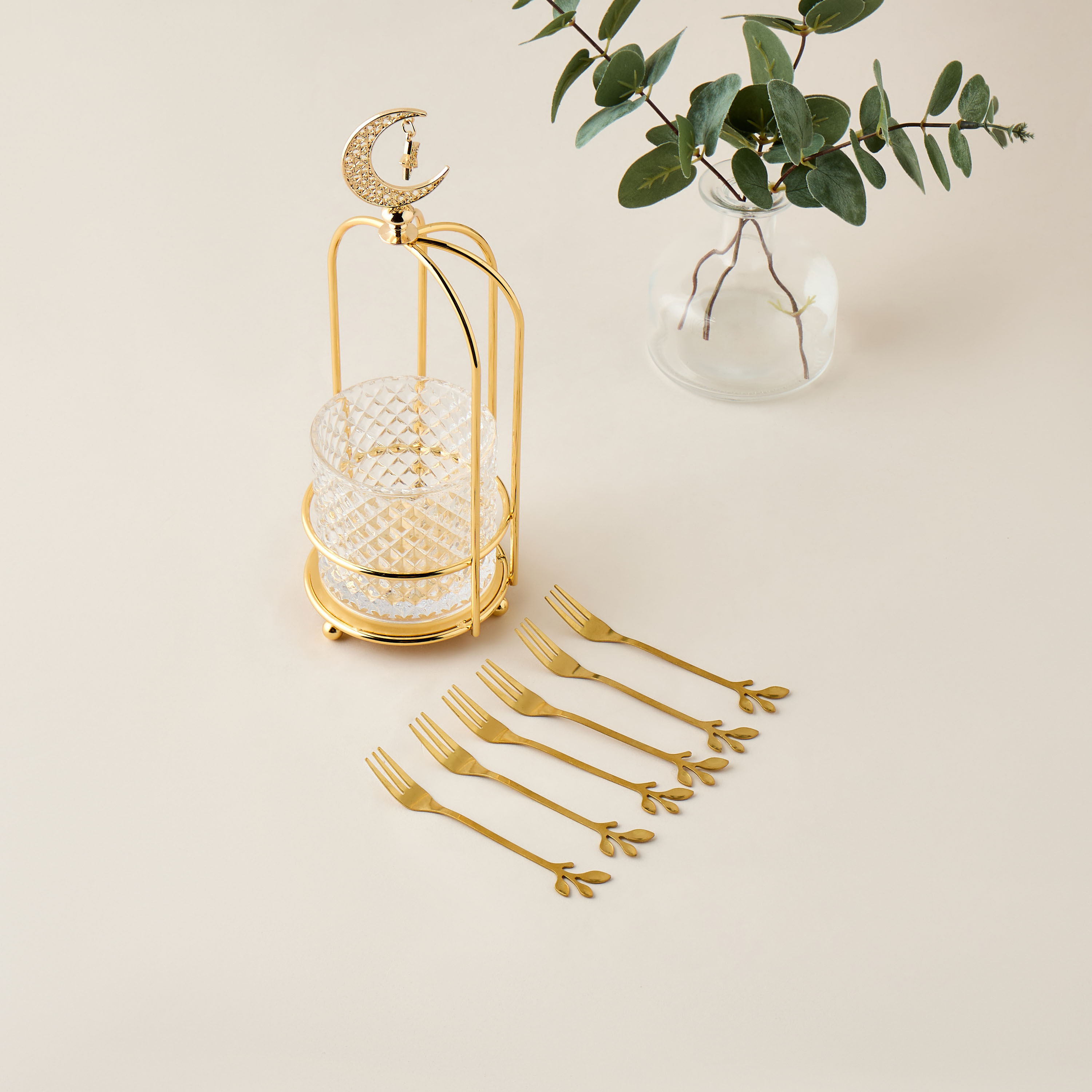 Crescent Moon Accent 7-Piece Holder and Fork Set-household-dining-cutlery-cutlerysets-image-1