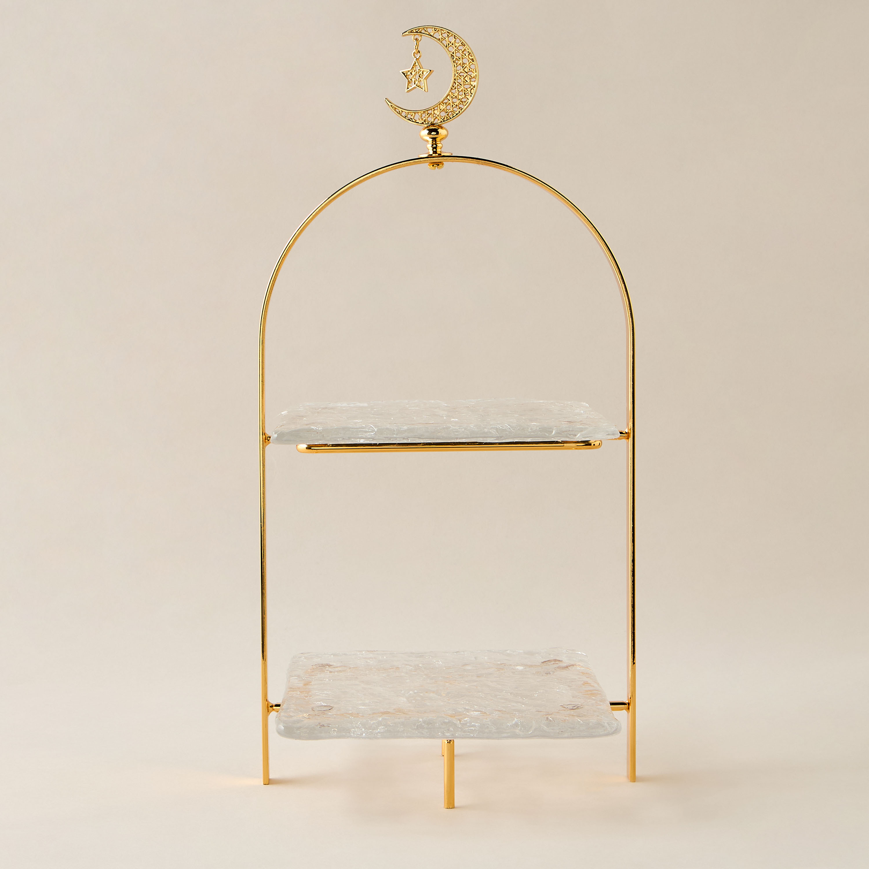 Crescent 2-Tier Glass Serving Platter - 18x37 cms-household-dining-serveware-servingplatters-image-2