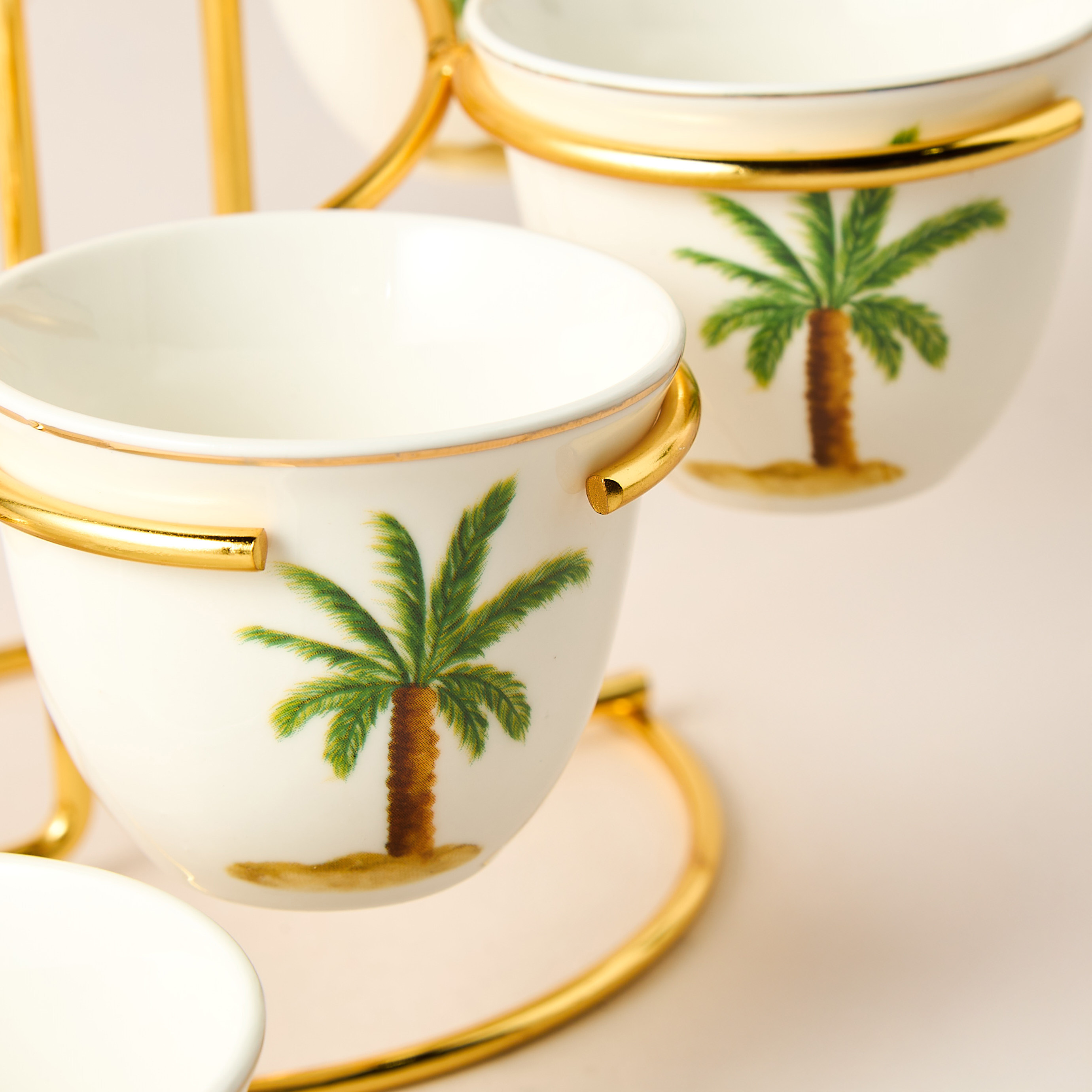 طقم فناجين قهوة مع حامل خزف صيني 6 قطع بطبعات نخيل-household-dining-teaandcoffee-teaandcoffeesets-image-3