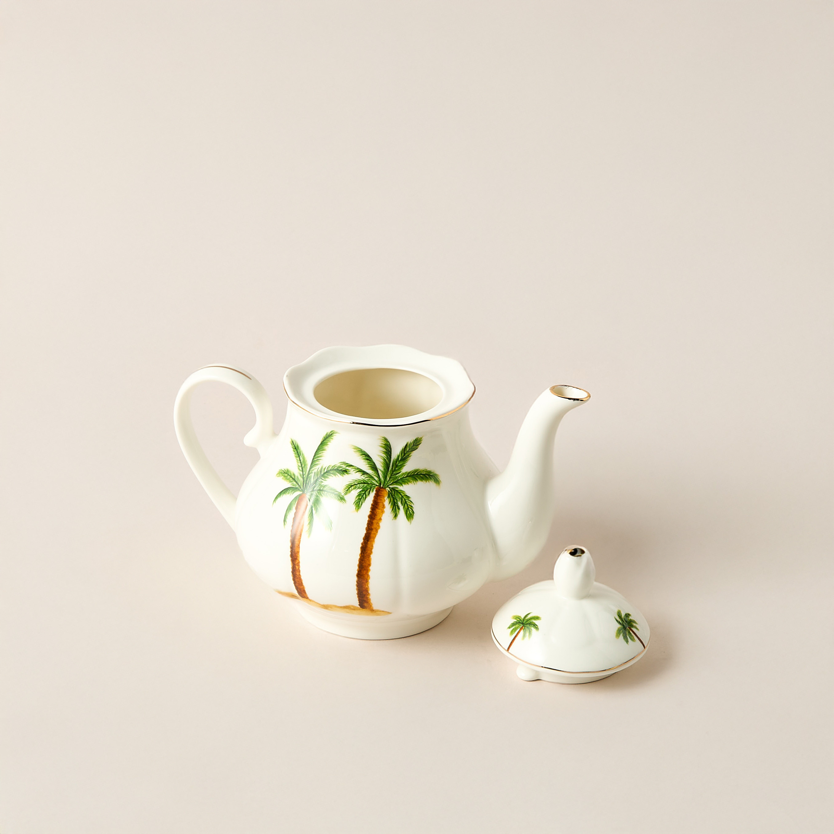 Palm Tree Print Bone China Teapot - 1.2 L-household-dining-teaandcoffee-vacuumflaskscoffeeandteapots-image-3