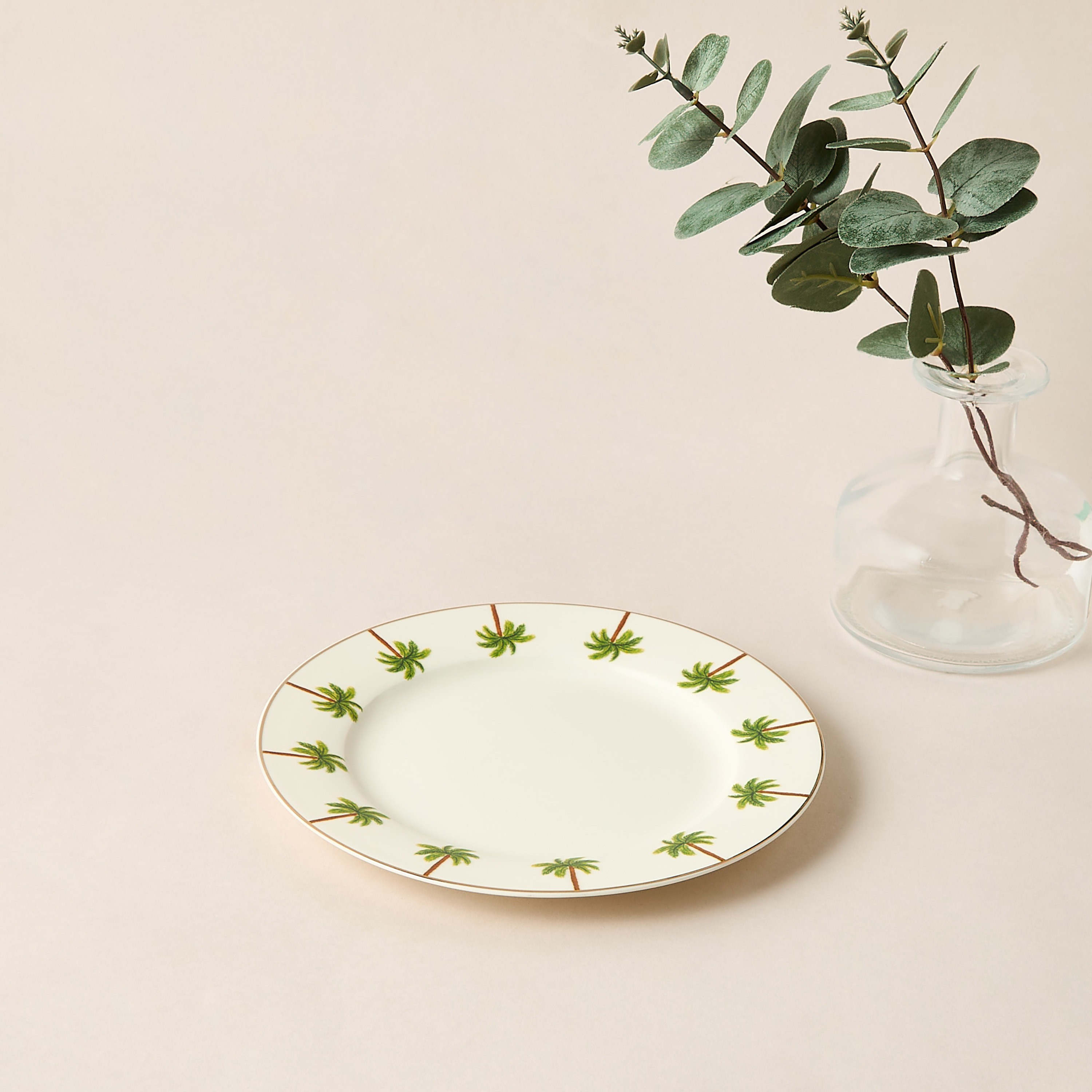 Palm Tree Print Bone China Side Plate - 19 cms-household-dining-dinnerware-plates-image-1