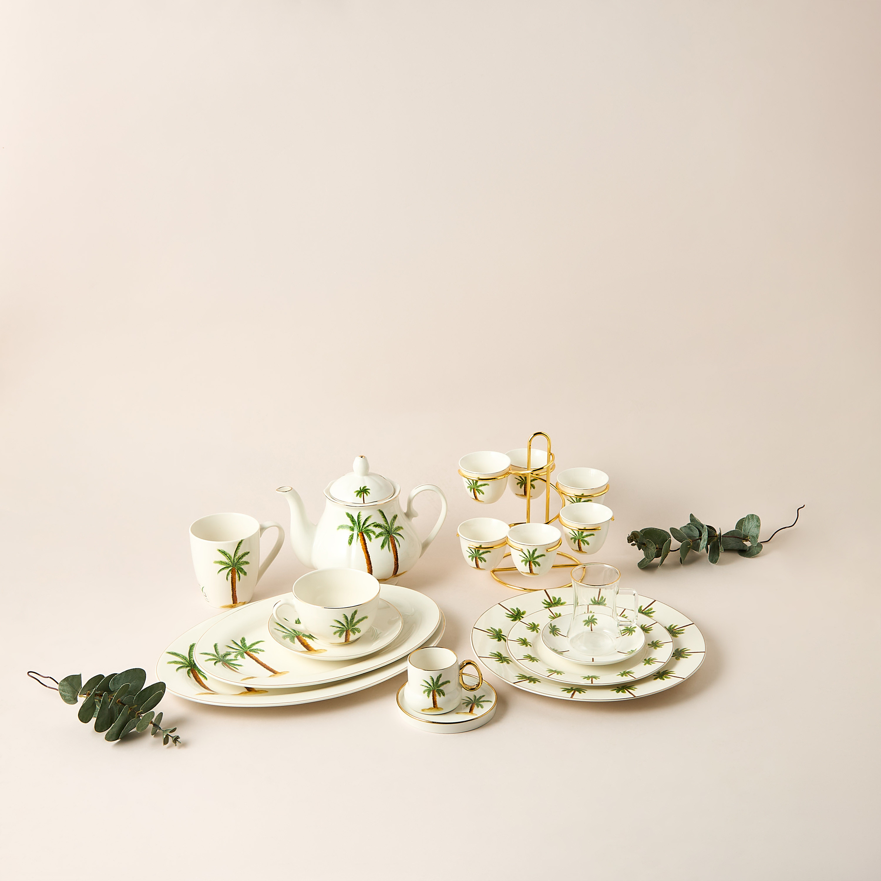 Palm Tree Print Bone China Dinner Plate - 27 cms-household-dining-dinnerware-plates-image-4