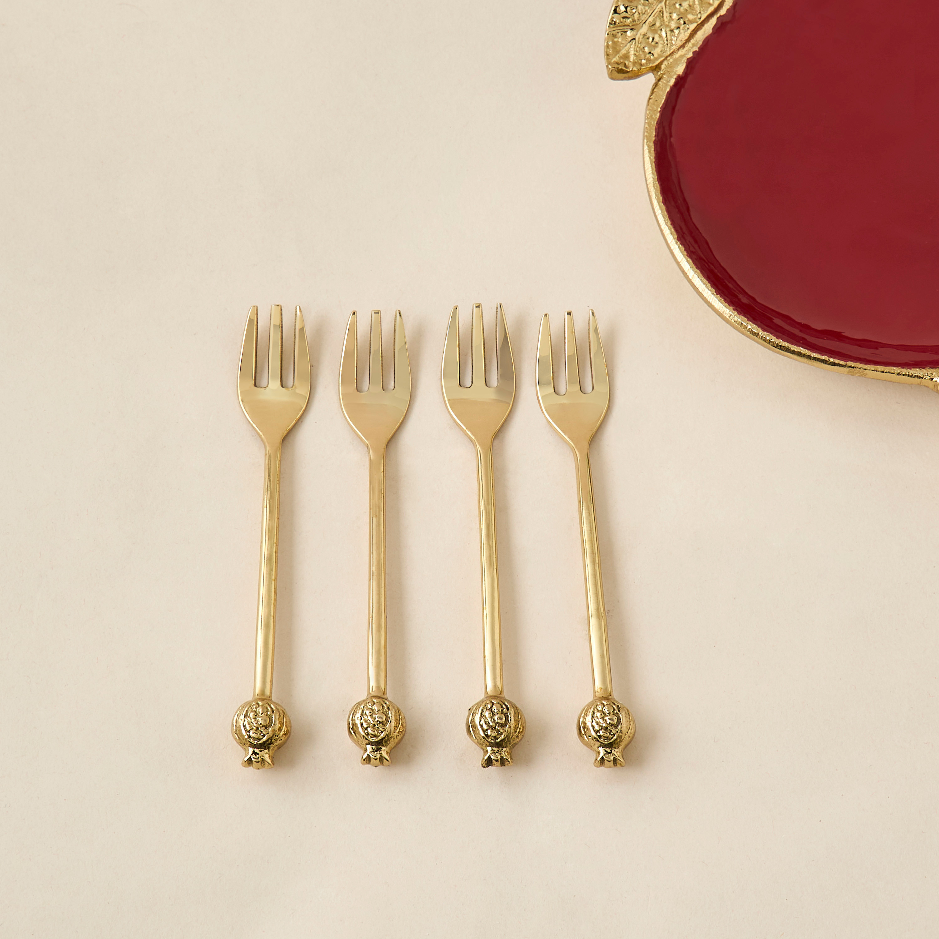 Pomegranate 4-Piece Metallic Fork Set-household-dining-cutlery-cutlerysets-image-1