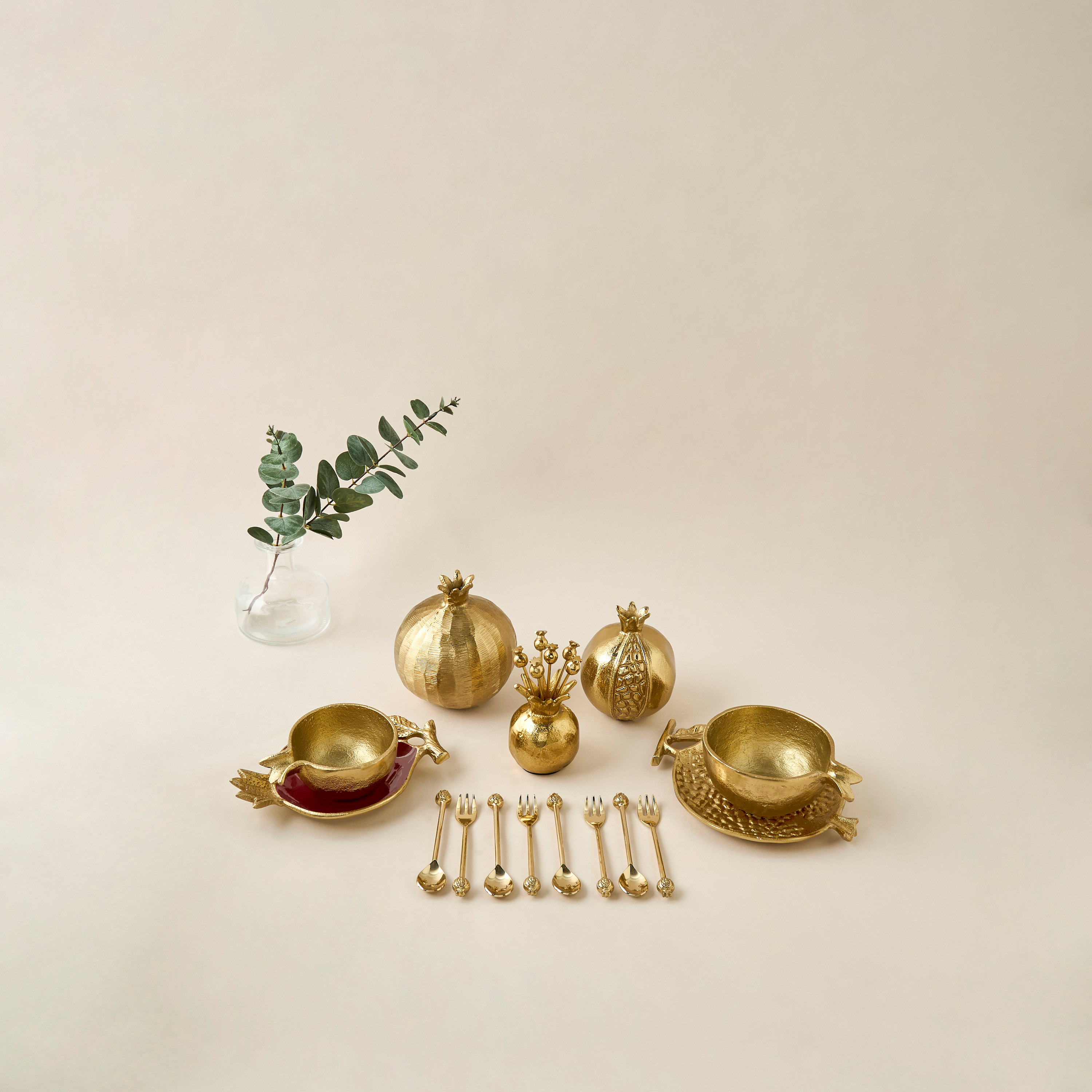 Pomegranate Brass Spoon - Set of 4-household-dining-cutlery-cutlerysets-image-5
