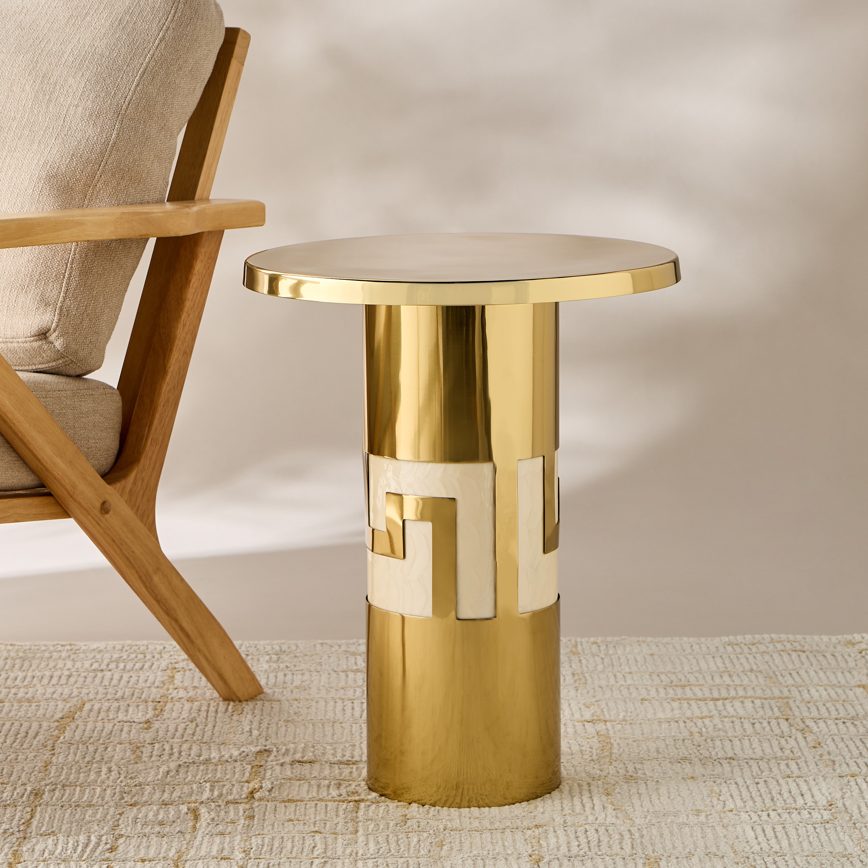 Gia Como Enamel Cutwork Accent Table - 55x45 cms-furniture-livingroom-sideandendtables-image-1