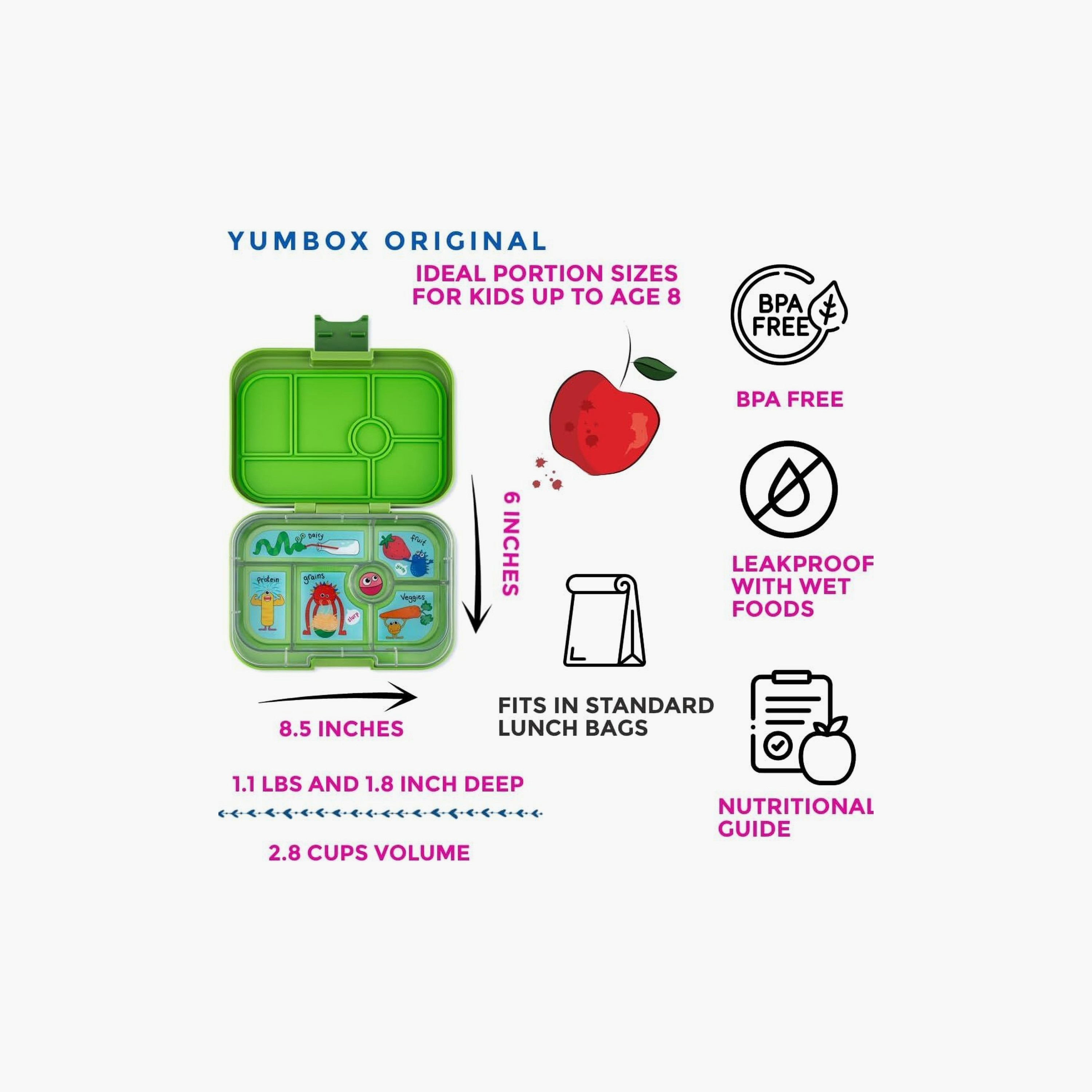 صندوق غداء 6 أقسام بطبعة وحش من يامبوكس - أخضر-school-lunchessentials-lunchboxes-image-4