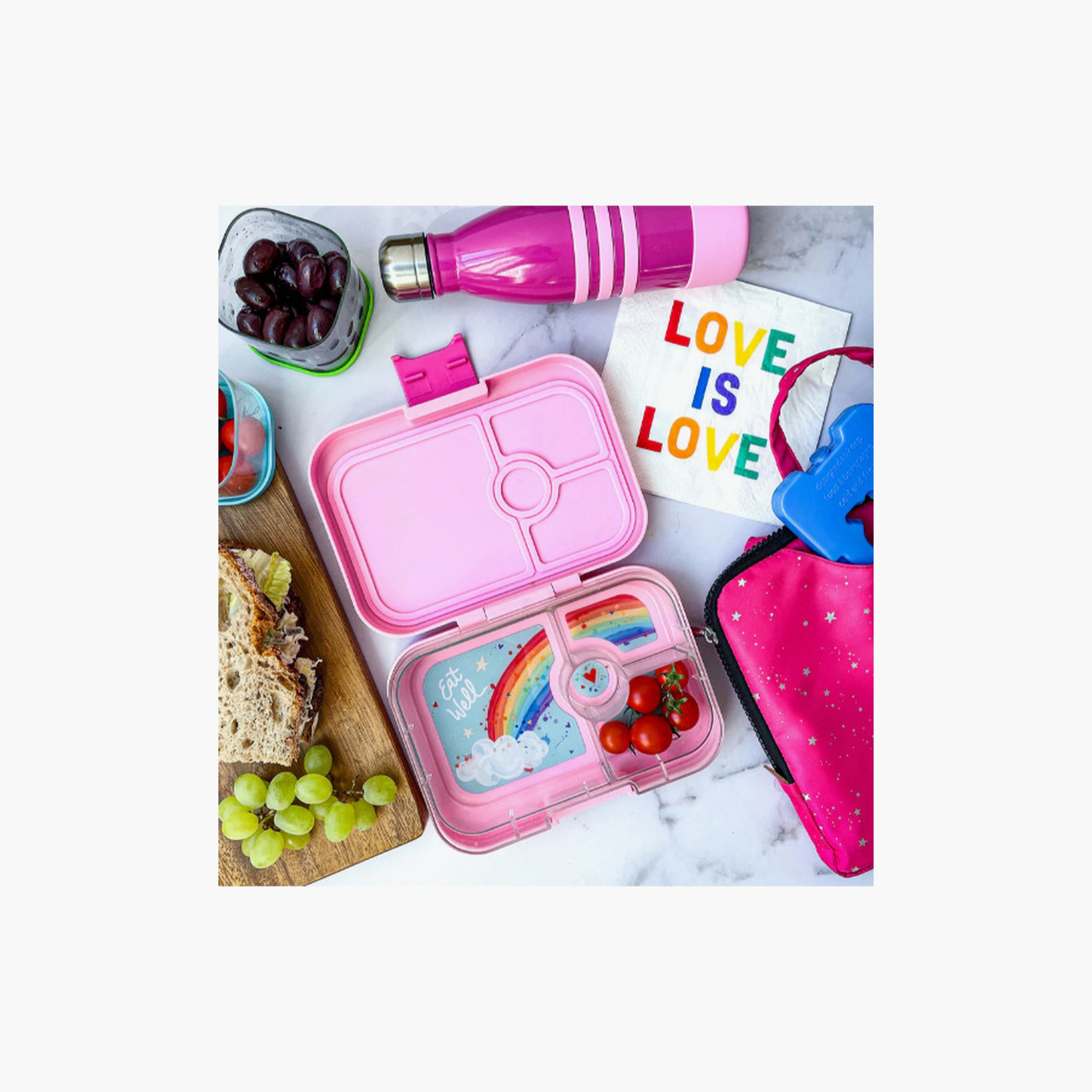 Yumbox 4 Compartment Rainbow Printed Lunch Box - Pink-school-lunchessentials-lunchboxes-image-3
