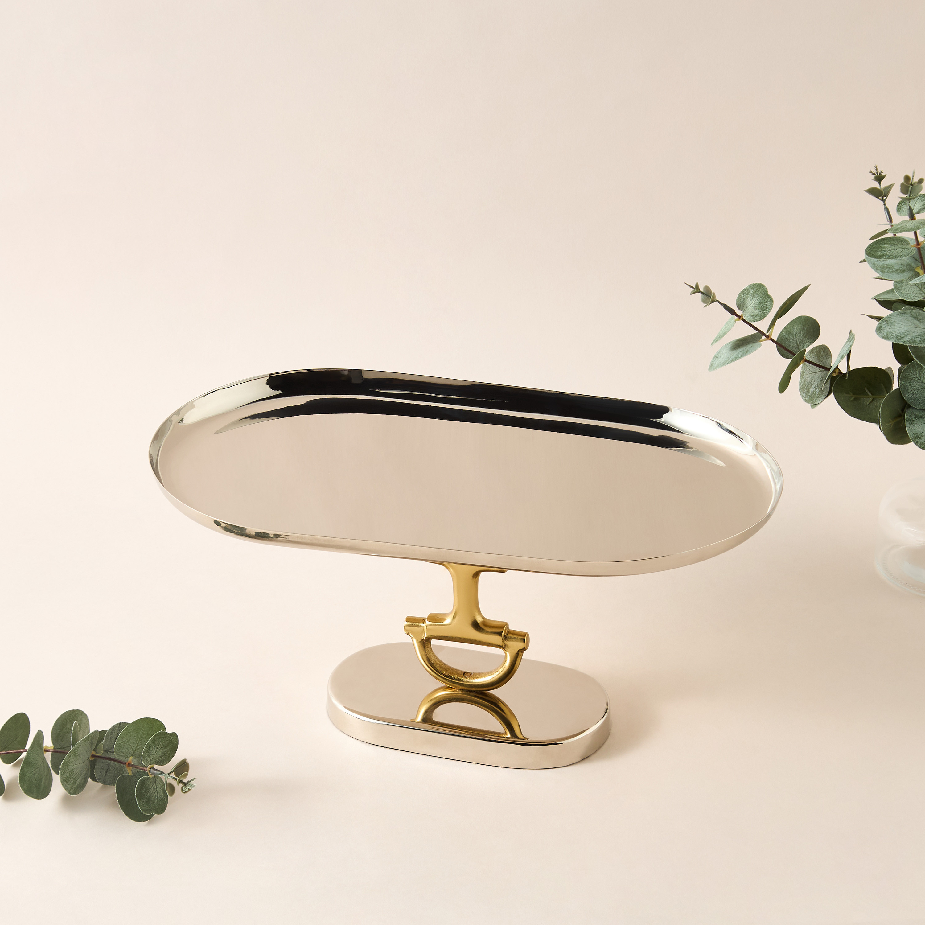 Metal Pedestal Decorative Platter - 37x10 cms-household-decor-vasesandbowls-image-4