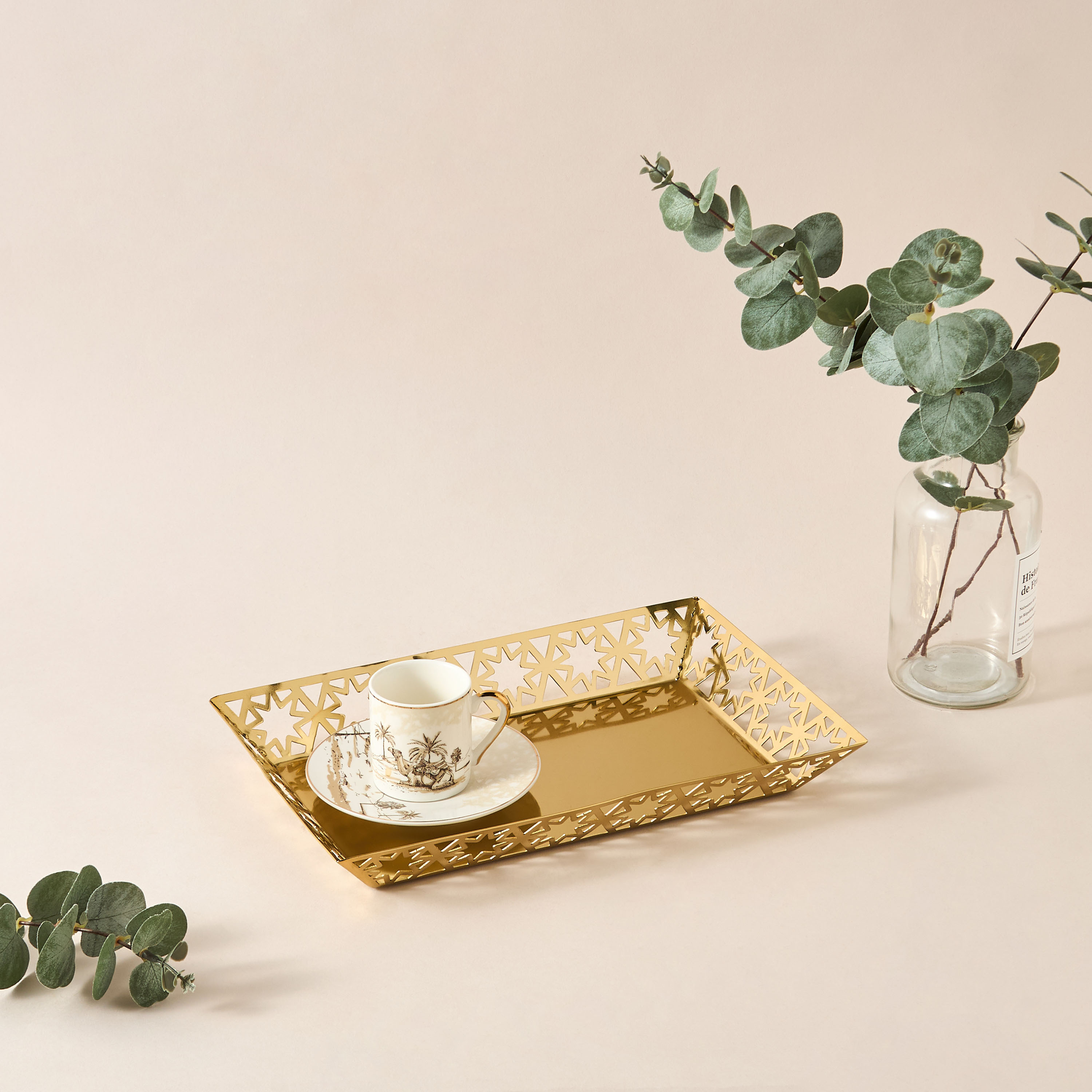 Star Cutout Detail Rectangular Decorative Tray - 30x7 cms-household-decor-boxesandtrays-image-2