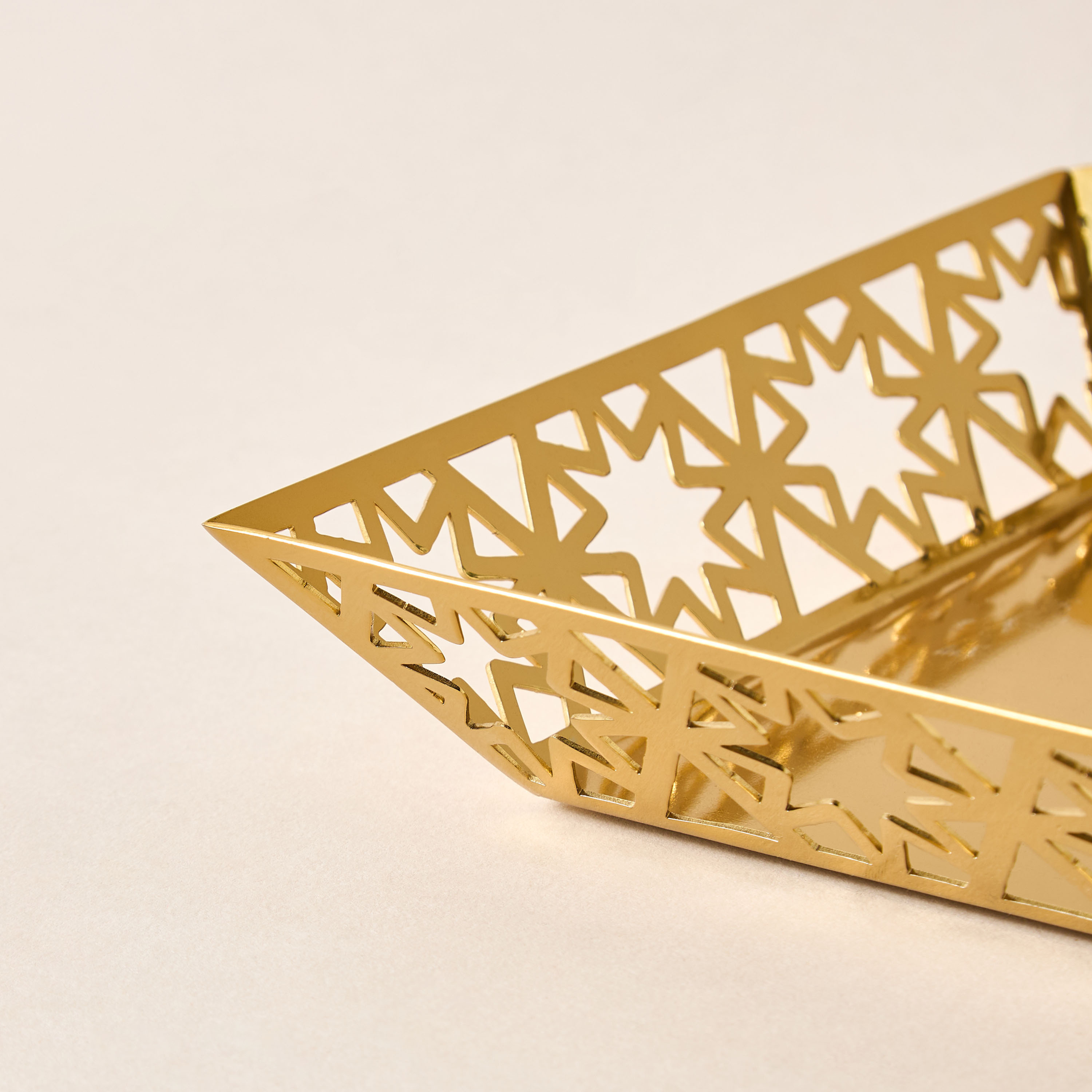Star Cutout Detail Rectangular Decorative Tray - 30x7 cms-household-decor-boxesandtrays-image-3
