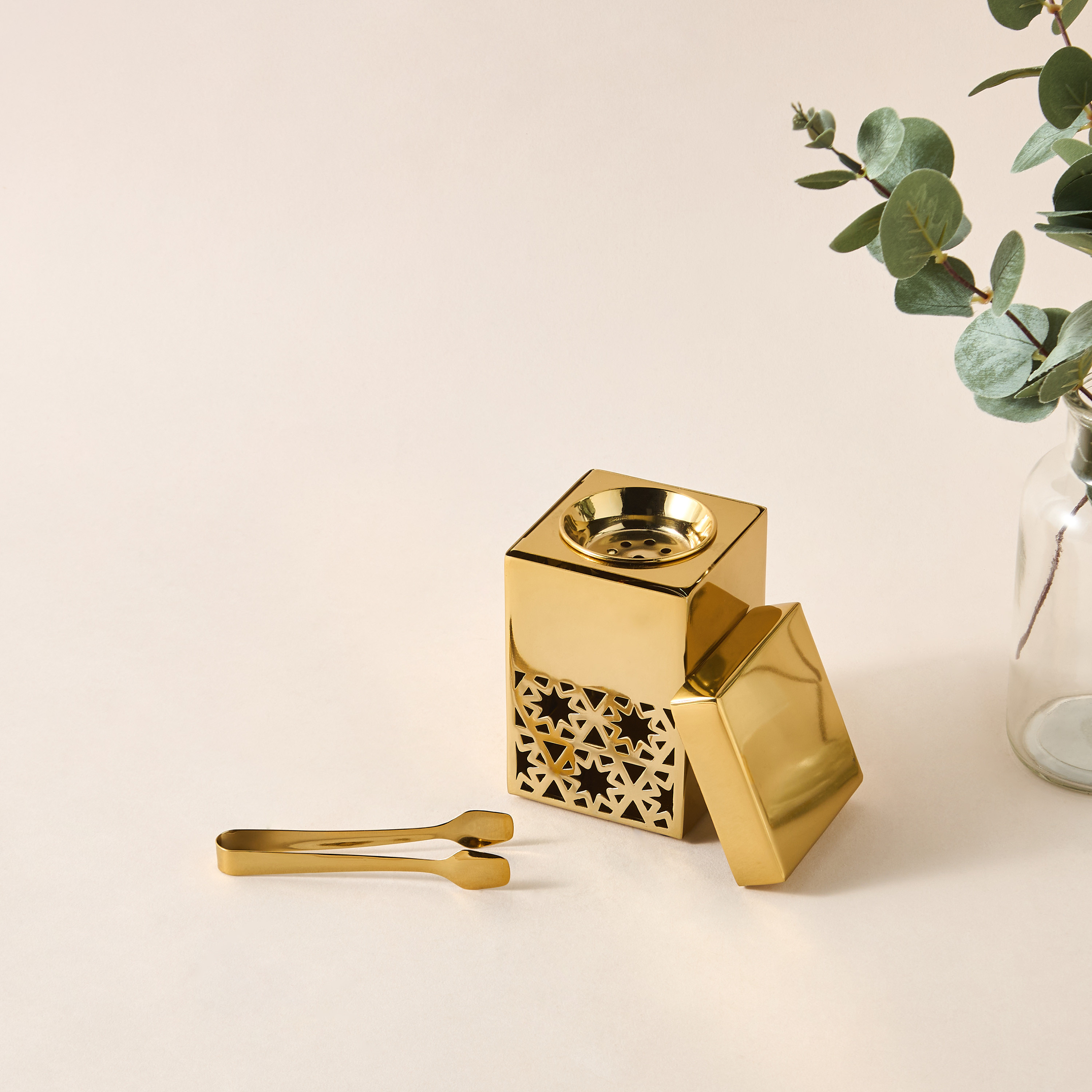 Star Etched Bakhoor Burner with Storage Box and Tong Set-household-homefragrance-burners-image-1