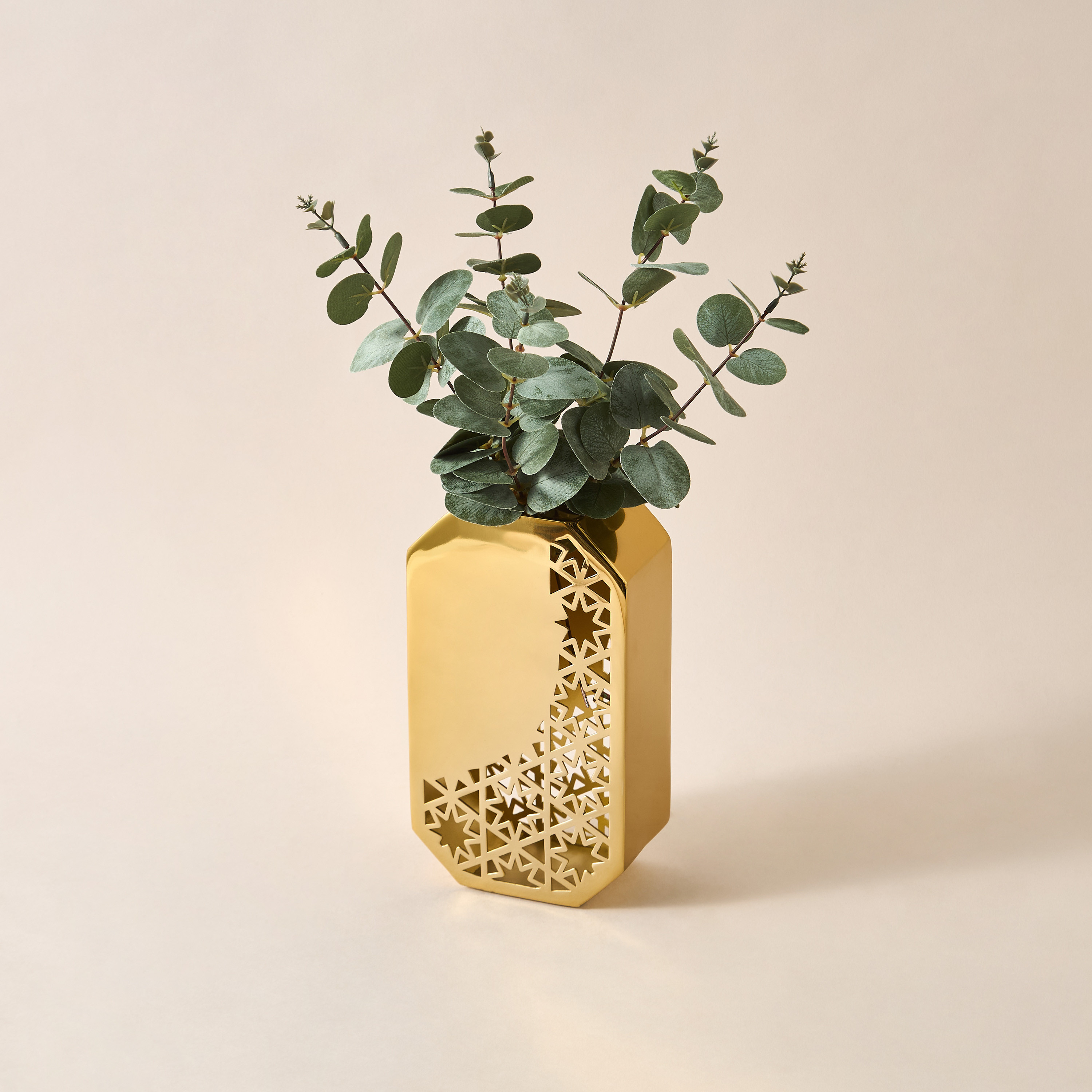 Star Etched Decorative Vase - 12x7x11 cms-household-decor-vasesandbowls-image-3