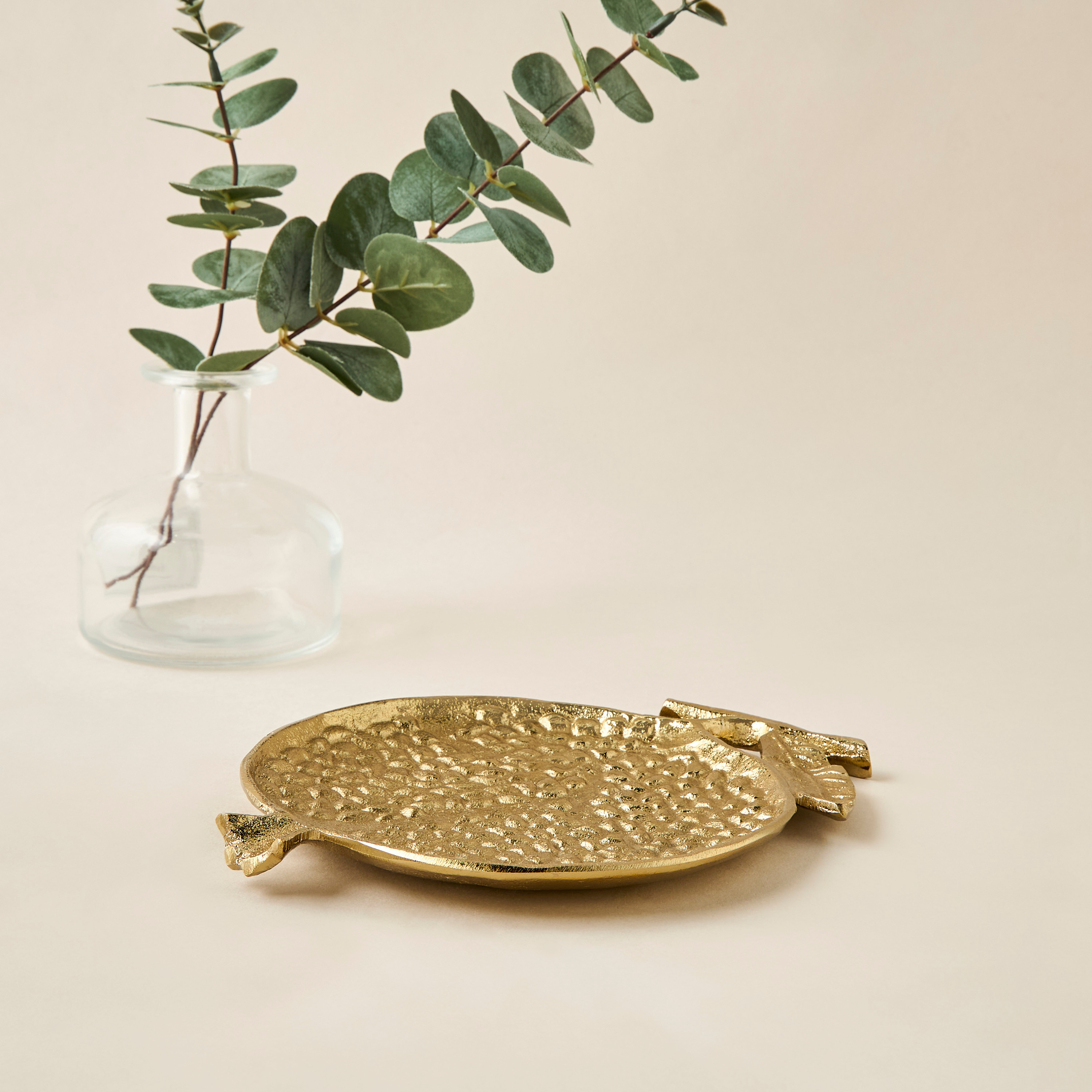 Metallic Pomegranate Decorative Tray - 21x18 cms-household-decor-boxesandtrays-image-1