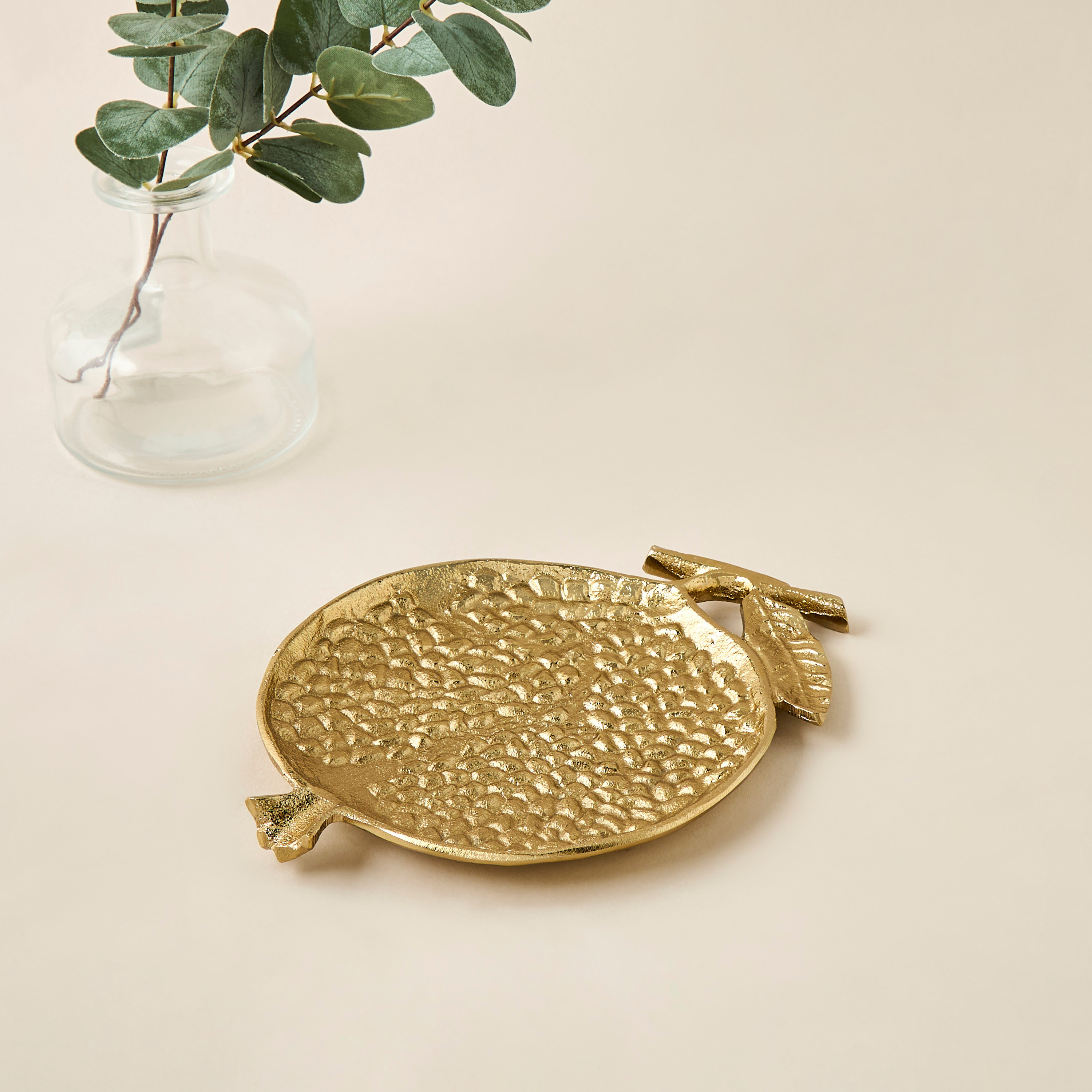 Metallic Pomegranate Decorative Tray - 21x18 cms-household-decor-boxesandtrays-image-2