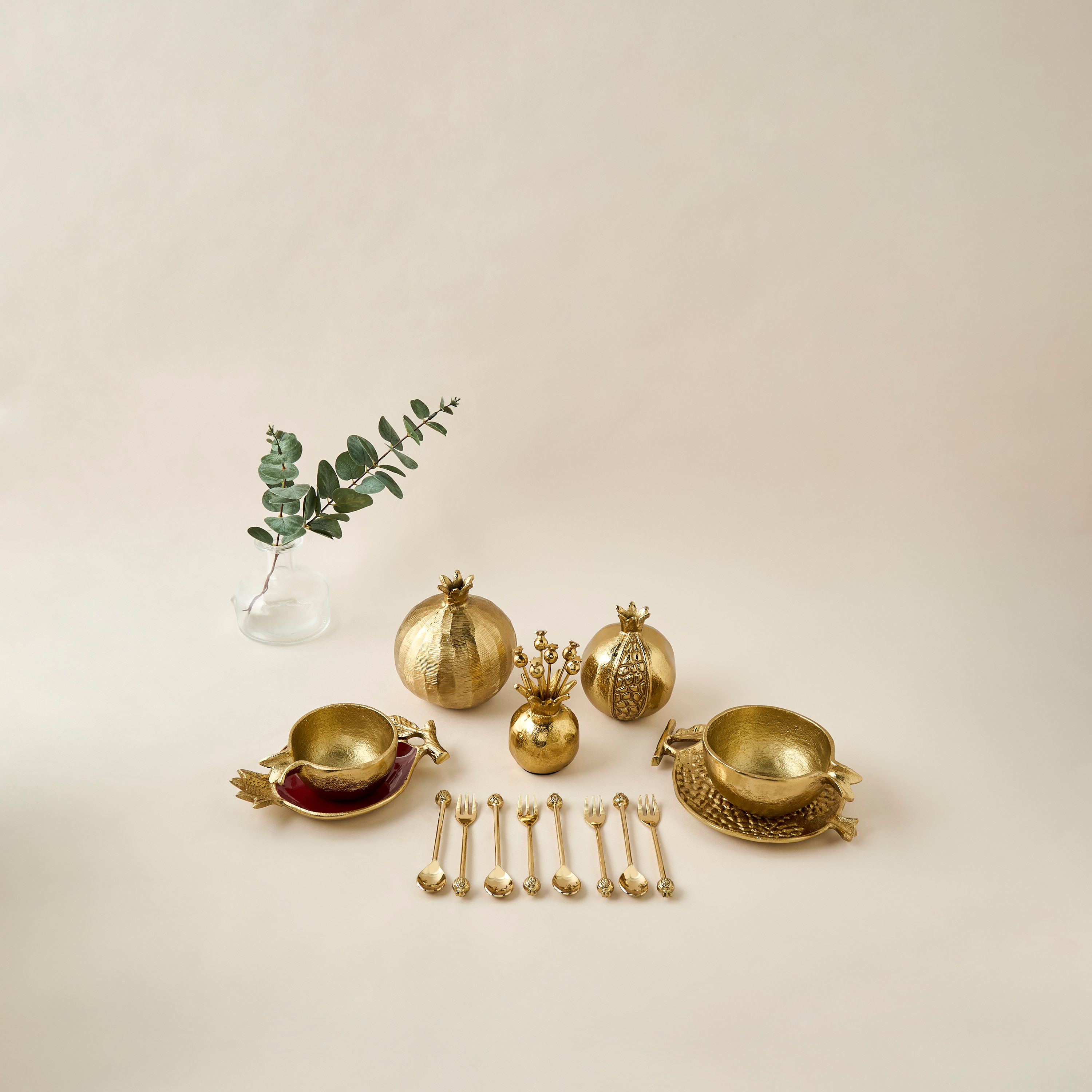 Metallic Pomegranate Decorative Tray - 21x18 cms-household-decor-boxesandtrays-image-5