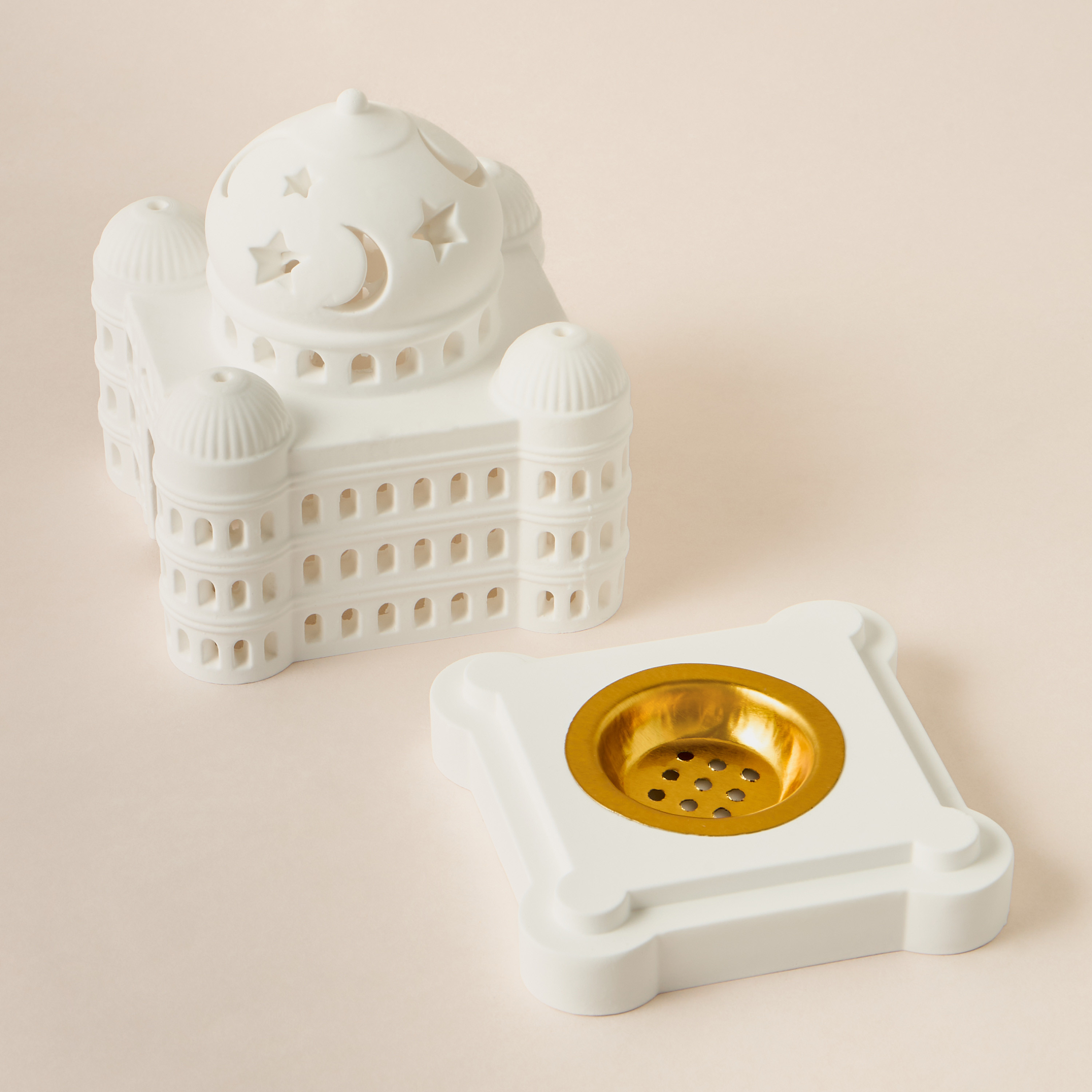 Dome Shape Gypsum Incense Burner - 10x16x8 cms-household-homefragrance-burners-image-3