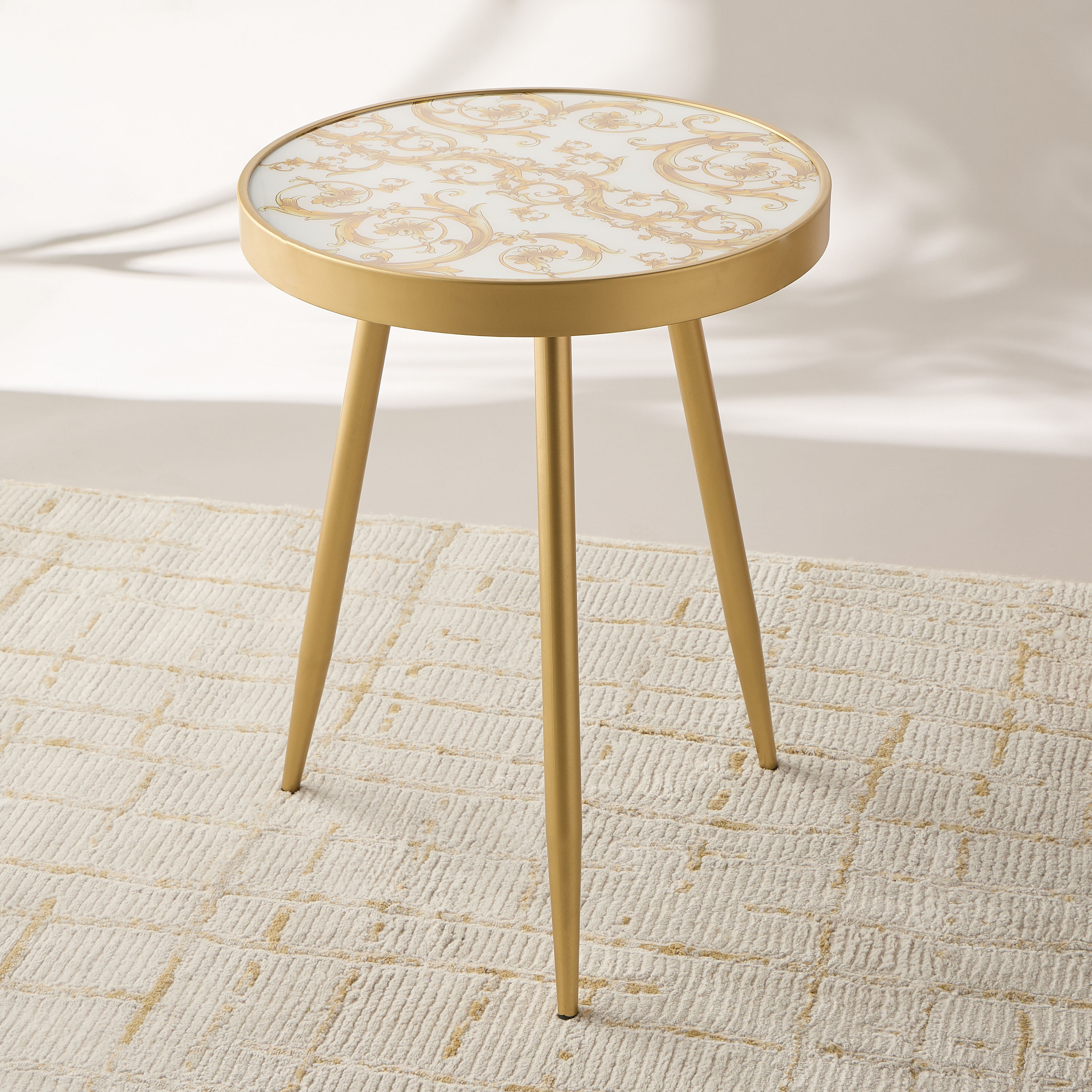 Gia Printed Glass Top Accent Table - 45x61x60 cms-furniture-livingroom-sideandendtables-image-1
