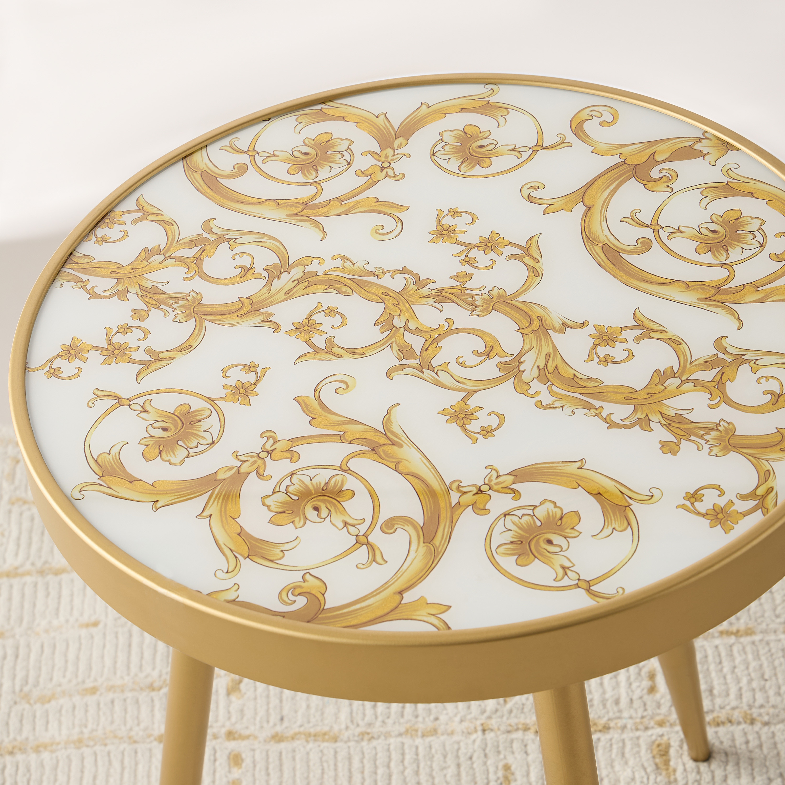 Gia Printed Glass Top Accent Table - 45x61x60 cms-furniture-livingroom-sideandendtables-image-3