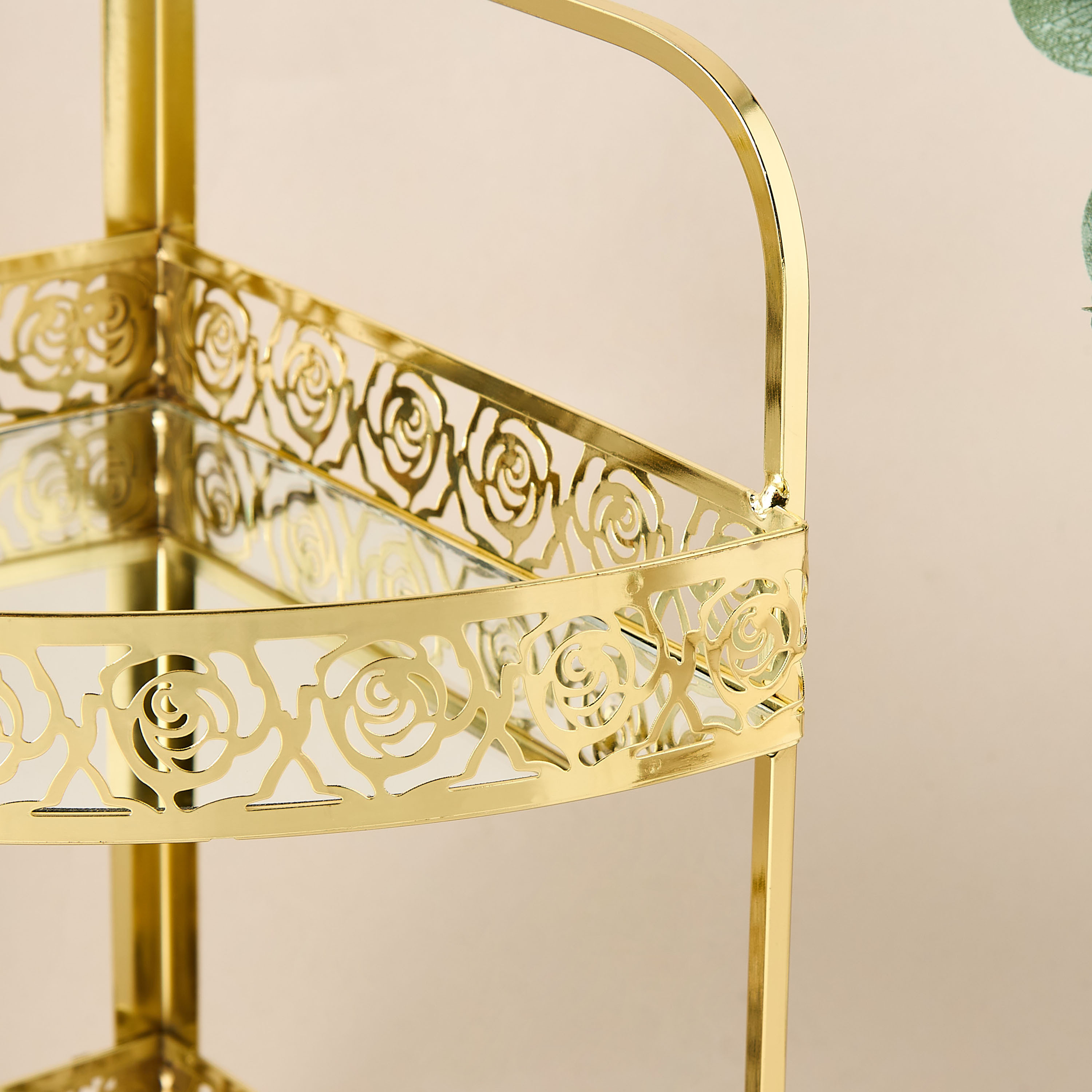 Rose Cutout Detail 2-Tier Corner Shelf-household-storage-storagesolutions-storageracks-image-2
