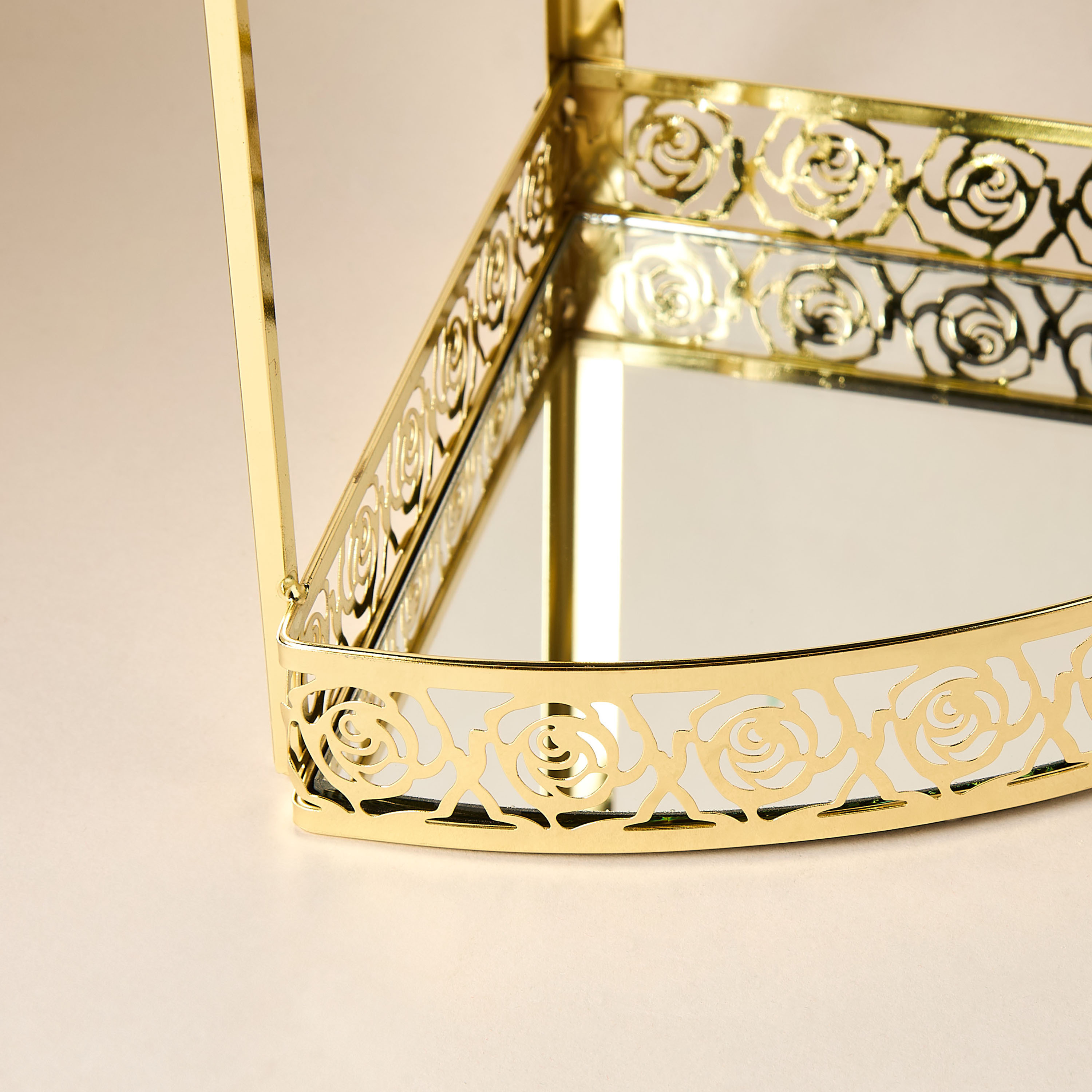 Rose Cutout Detail 2-Tier Corner Shelf-household-storage-storagesolutions-storageracks-image-3