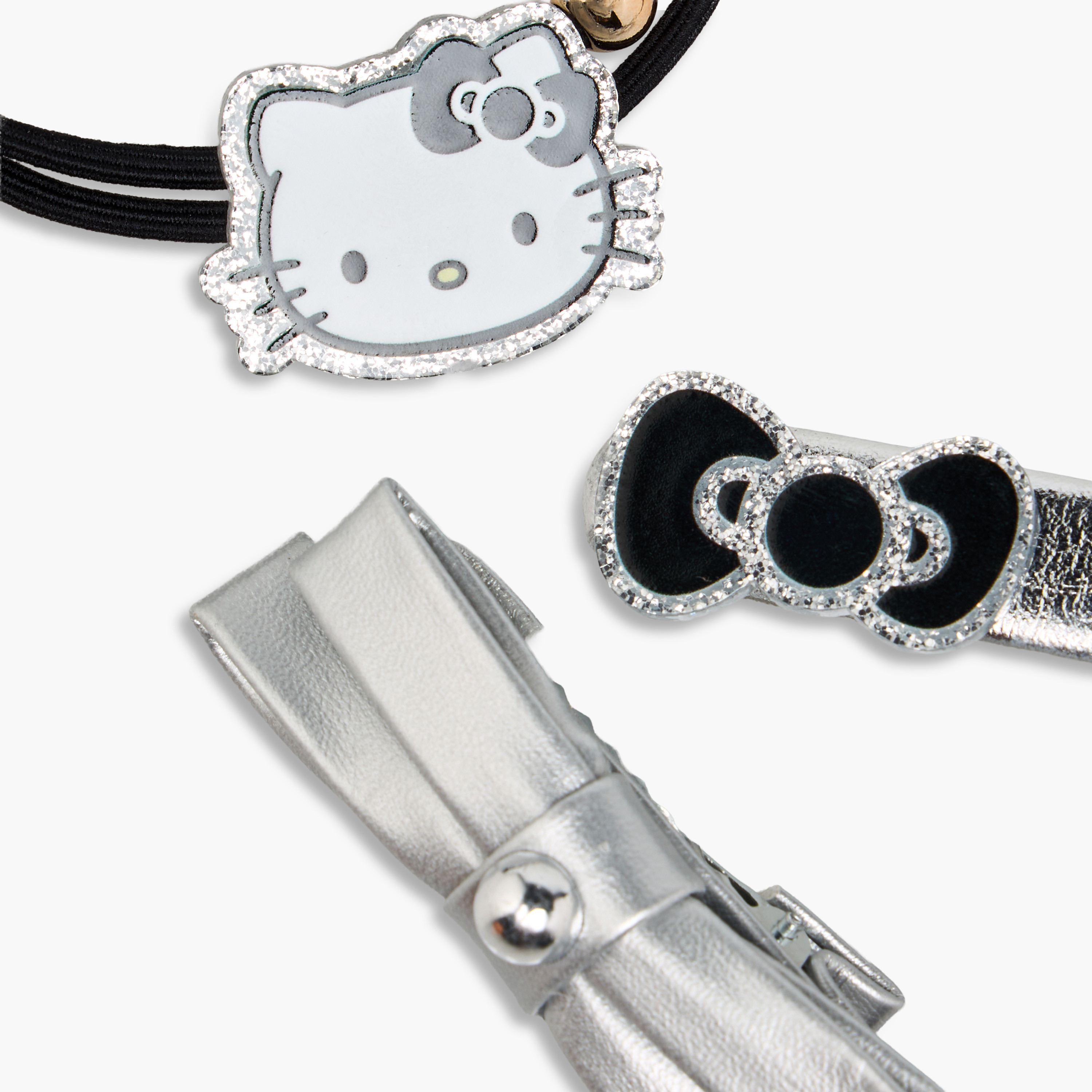 Pack of 3 Hello Kitty Hair Tie and Hair Clip Set with Glitter Detail-girls-accessories-hairaccessories-image-4