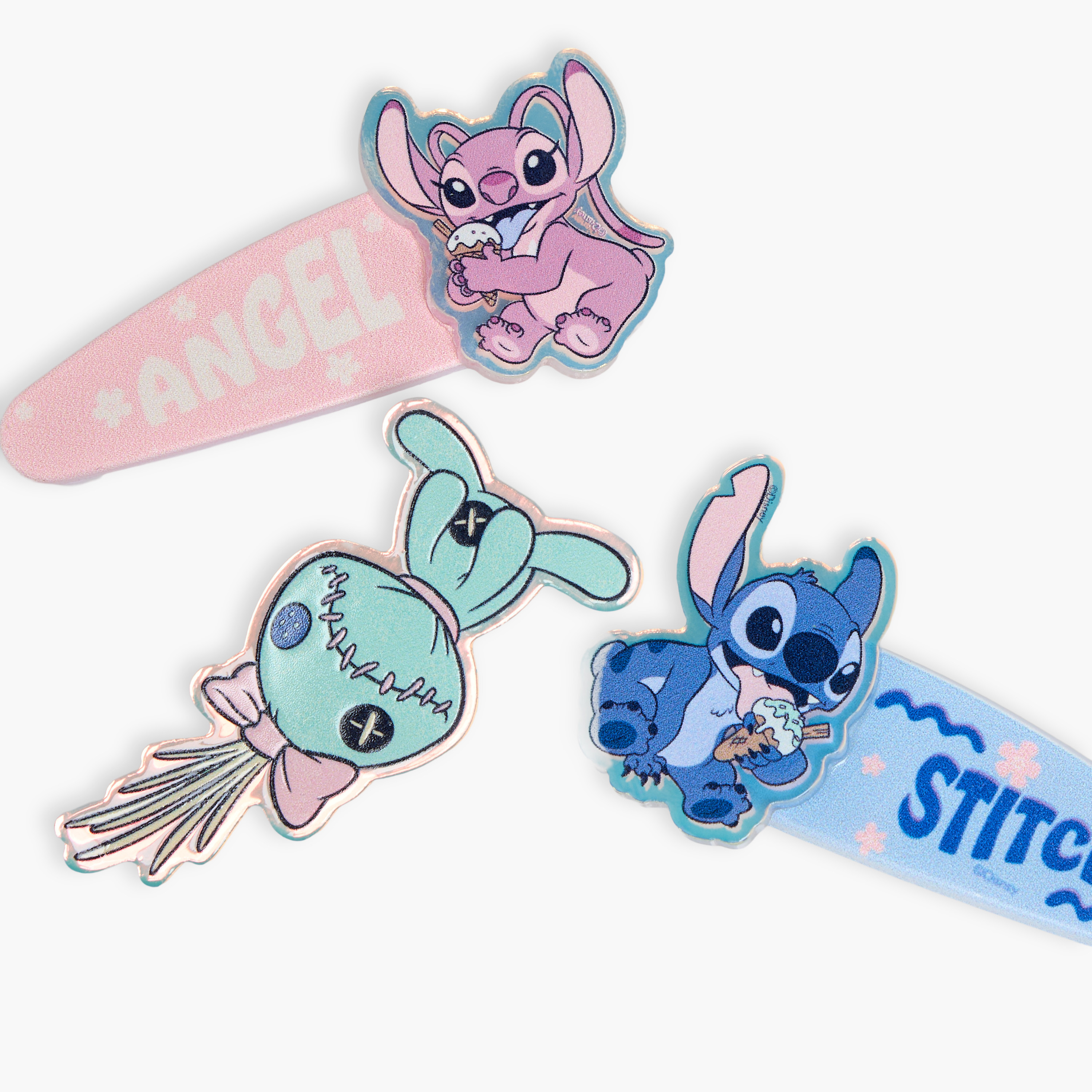 Pack of 3 Disney Hair Clip with 3D Angel and Stitch Print-girls-accessories-hairaccessories-image-2