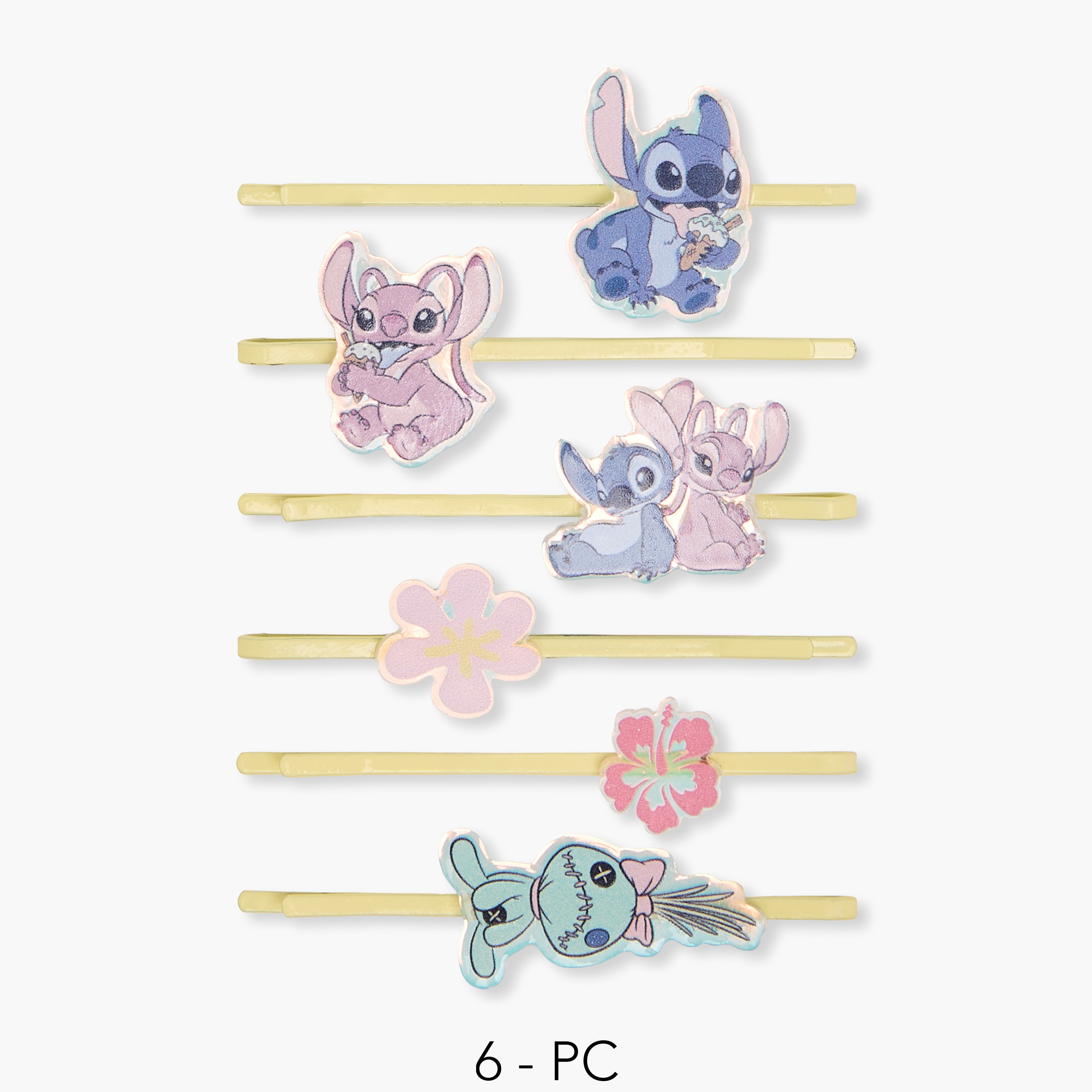 Pack of 6 Disney Hair Pins with Stitch and Angel Accents-girls-accessories-hairaccessories-image-1