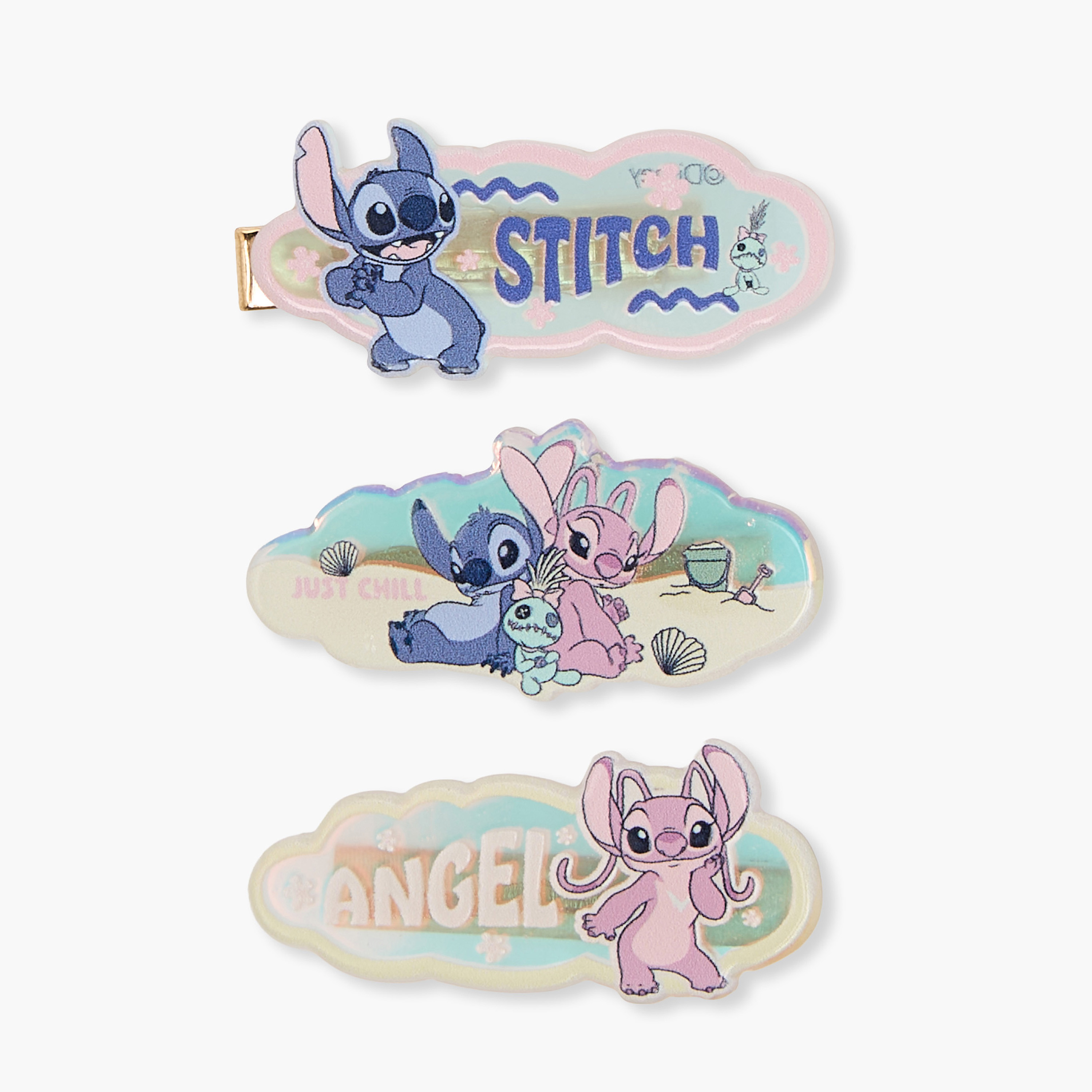 Pack of 3 Disney Hair Clips with Stitch and Angel Accent-girls-accessories-hairaccessories-image-2