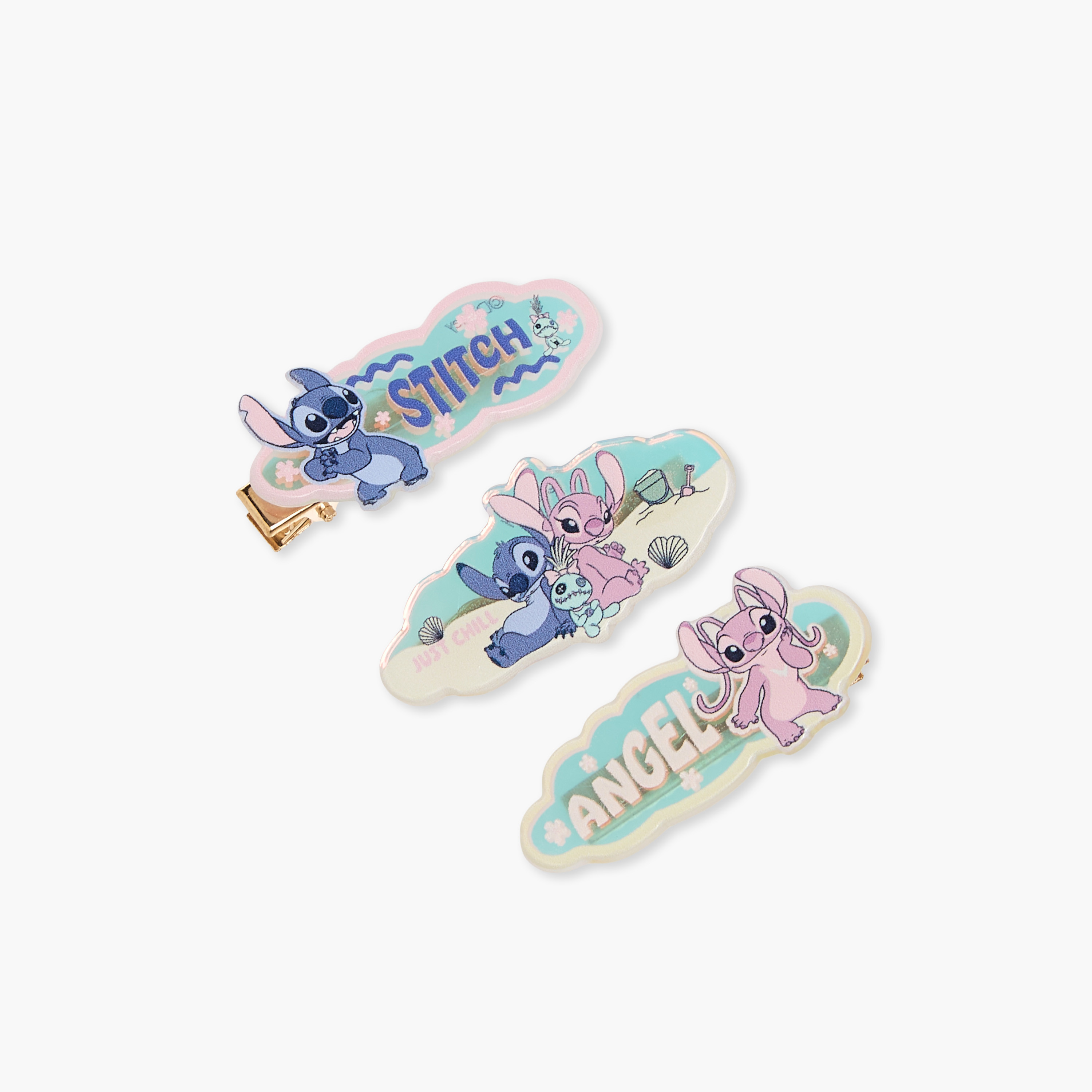 Pack of 3 Disney Hair Clips with Stitch and Angel Accent-girls-accessories-hairaccessories-image-3