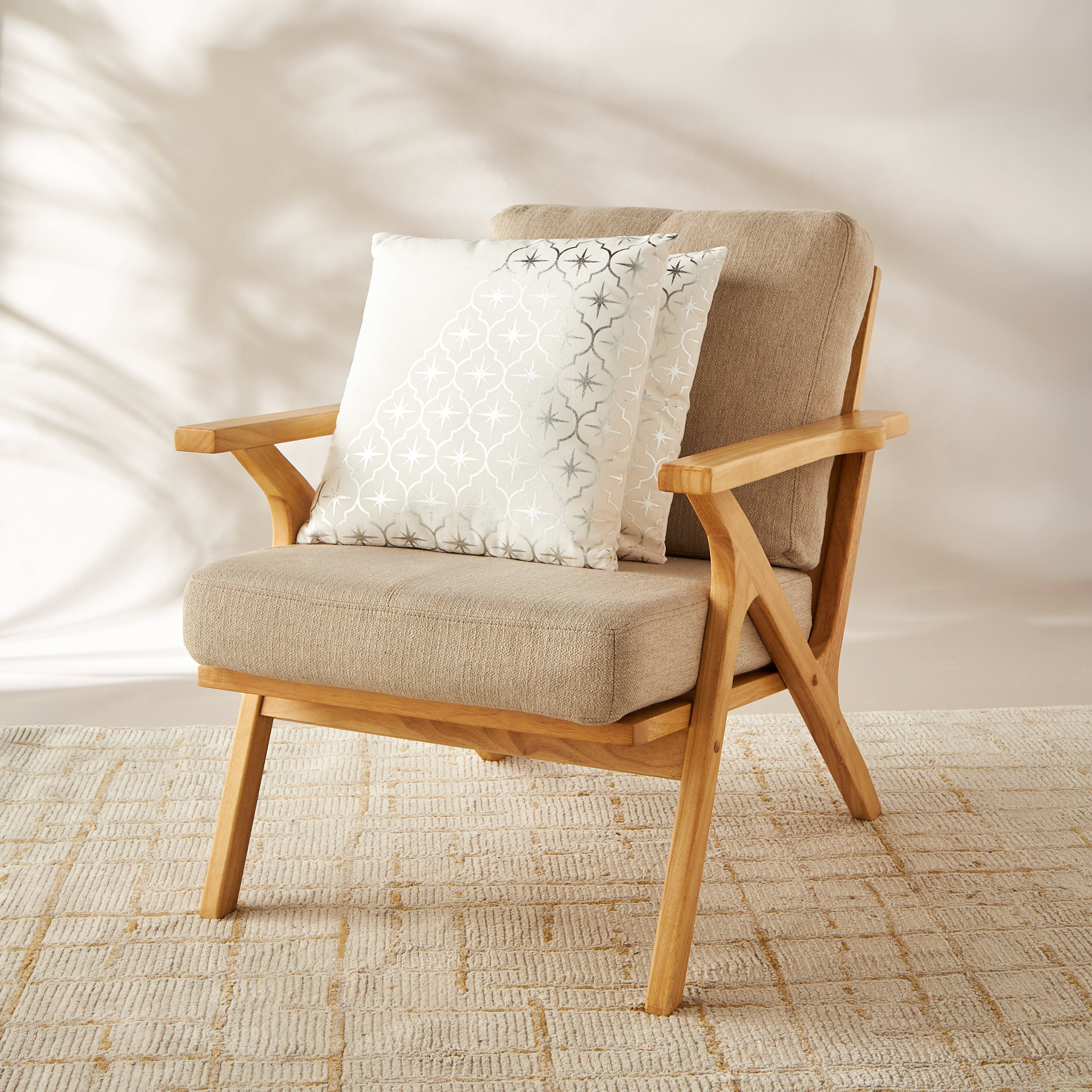 Star Print 2-Piece Filled Cushion Set - 45x45 cms-household-cushionsandthrows-filledcushions-decorativecushions-image-1