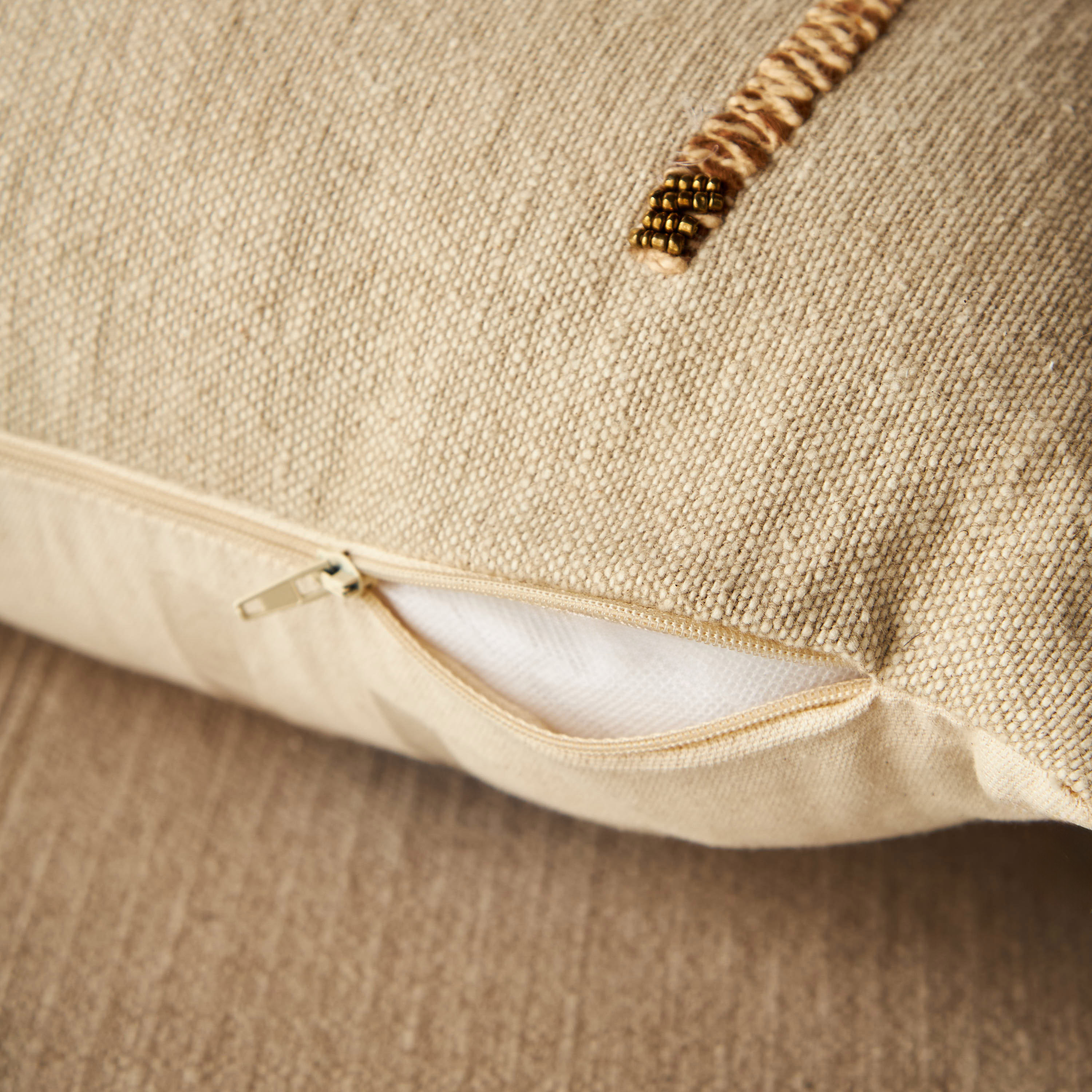 Embroidered Palm Cushion with Fringe - 50x35 cms-household-cushionsandthrows-filledcushions-decorativecushions-image-4
