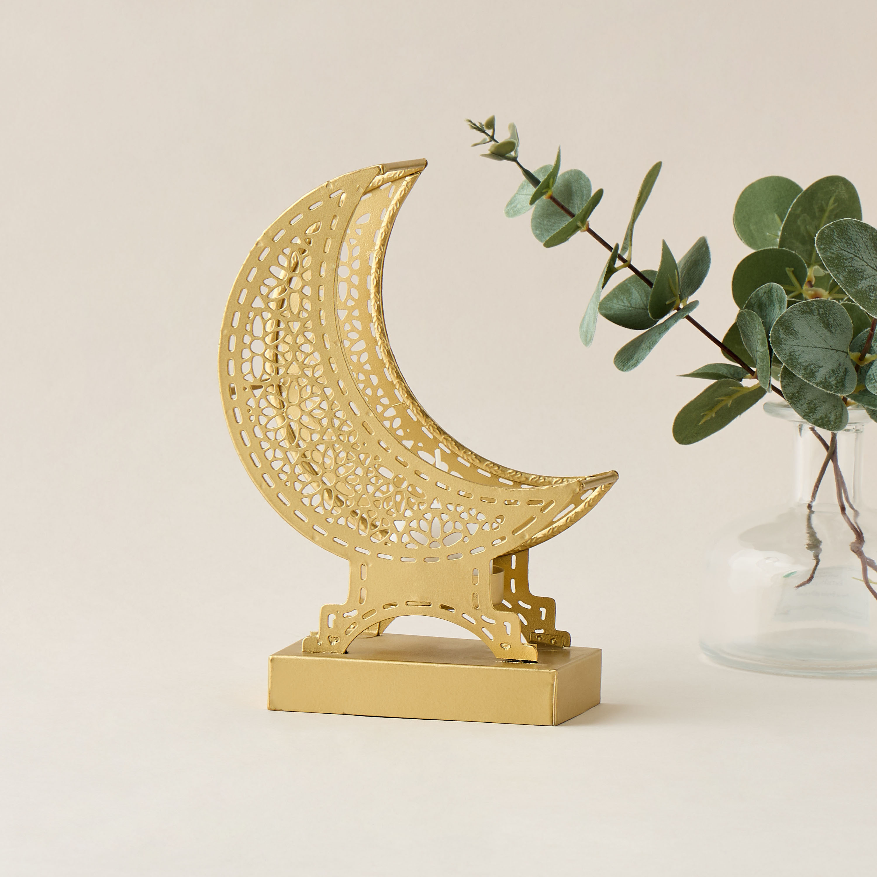Decorative Crescent Accent Tealight Holder - 11x22 cms-household-decor-candleholdersandlanterns-image-1