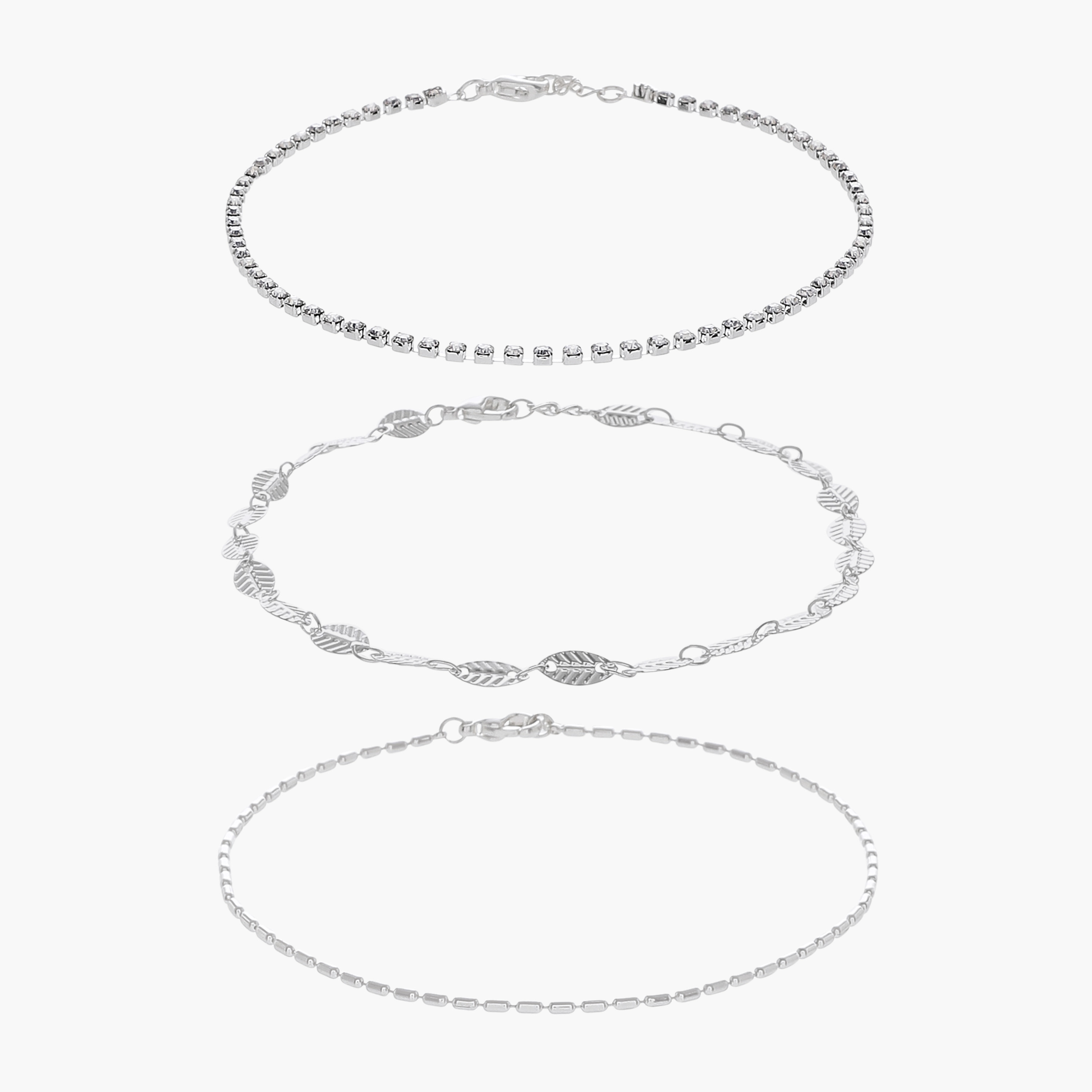 خلاخيل معدن مزينة - عبوة 3 قطع-women-watchesandjewellery-jewellery-anklets-image-9