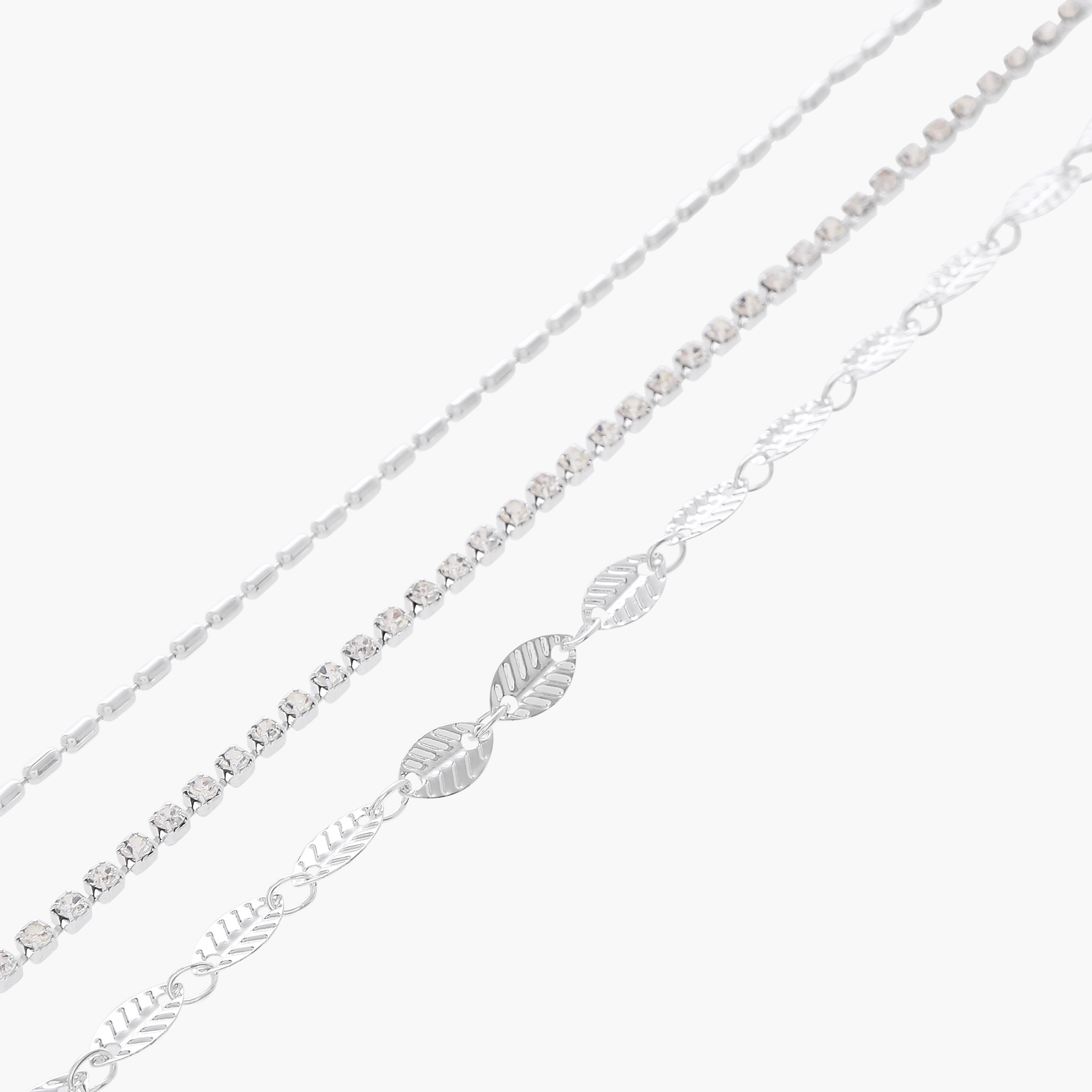 خلاخيل معدن مزينة - عبوة 3 قطع-women-watchesandjewellery-jewellery-anklets-image-1