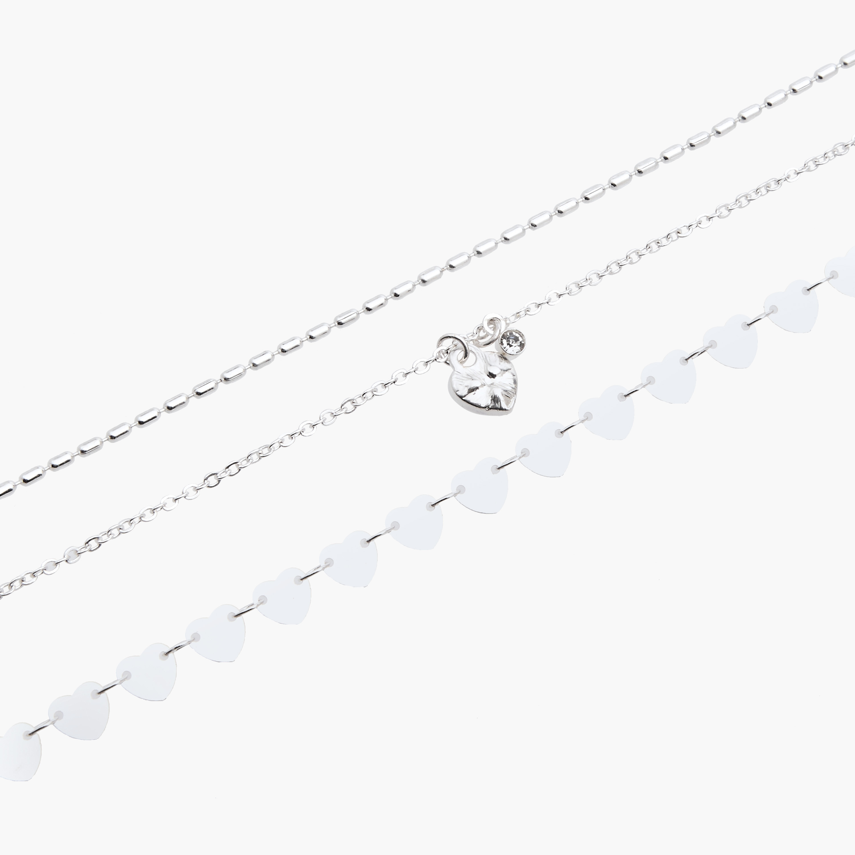 خلاخيل معدن مزينة - عبوة من 3 قطع-women-watchesandjewellery-jewellery-anklets-image-1