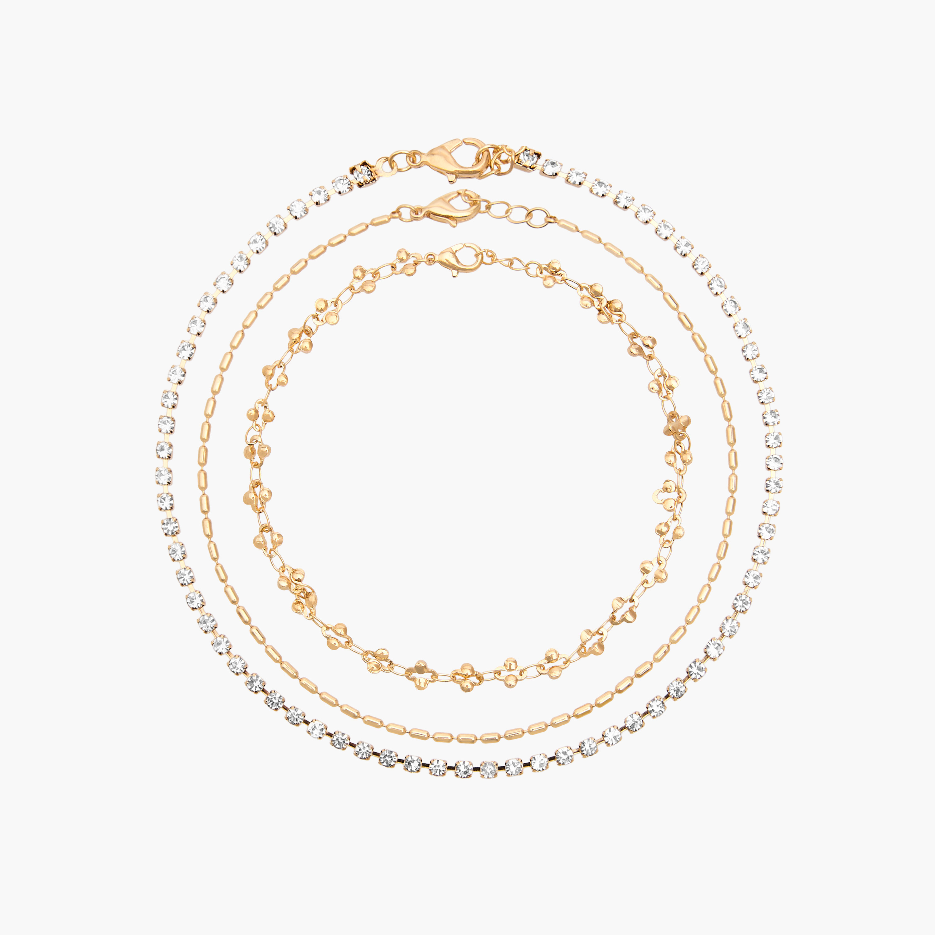 خلاخيل معدن مزينة - عبوة من 3 قطع-women-watchesandjewellery-jewellery-anklets-image-6