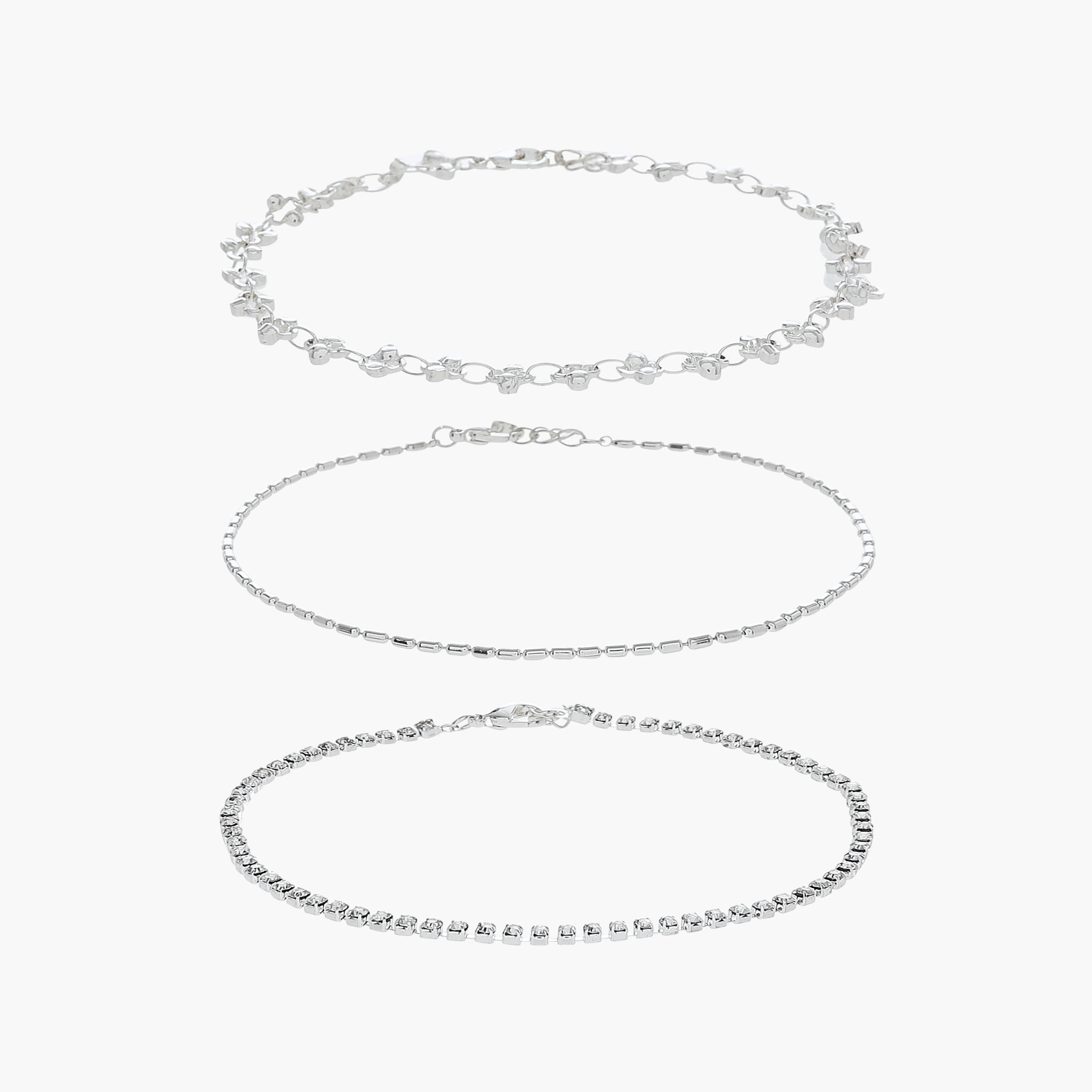 طقم خلاخيل ميتالك مزينة 3 قطع-women-watchesandjewellery-jewellery-anklets-image-9