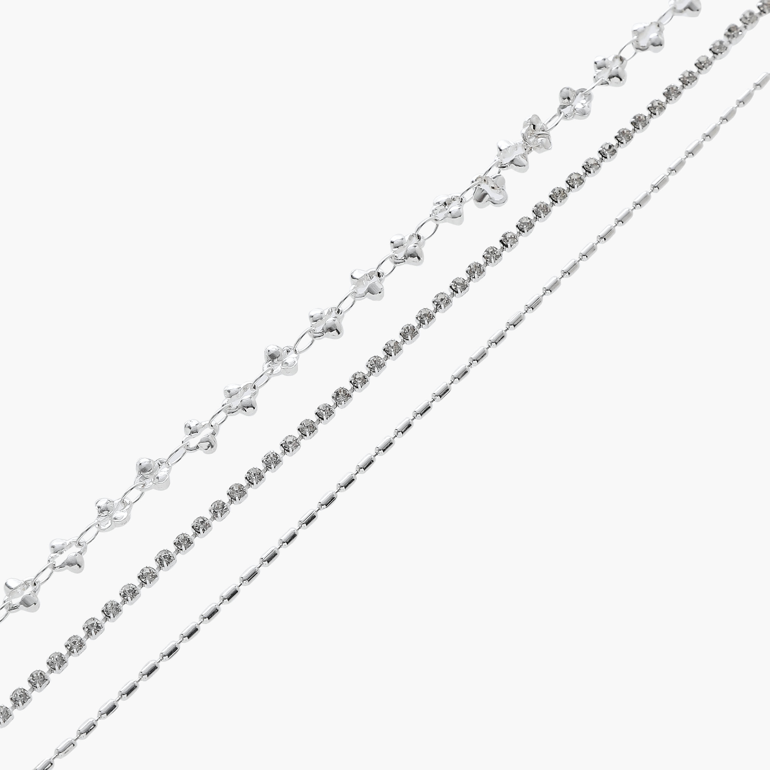طقم خلاخيل ميتالك مزينة 3 قطع-women-watchesandjewellery-jewellery-anklets-image-1